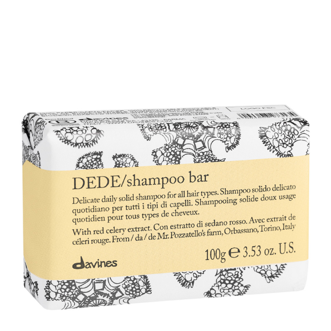 Davines Dede Shampoo Bar - Делікатний твердий шампунь для щоденного використання для всіх типів волосся