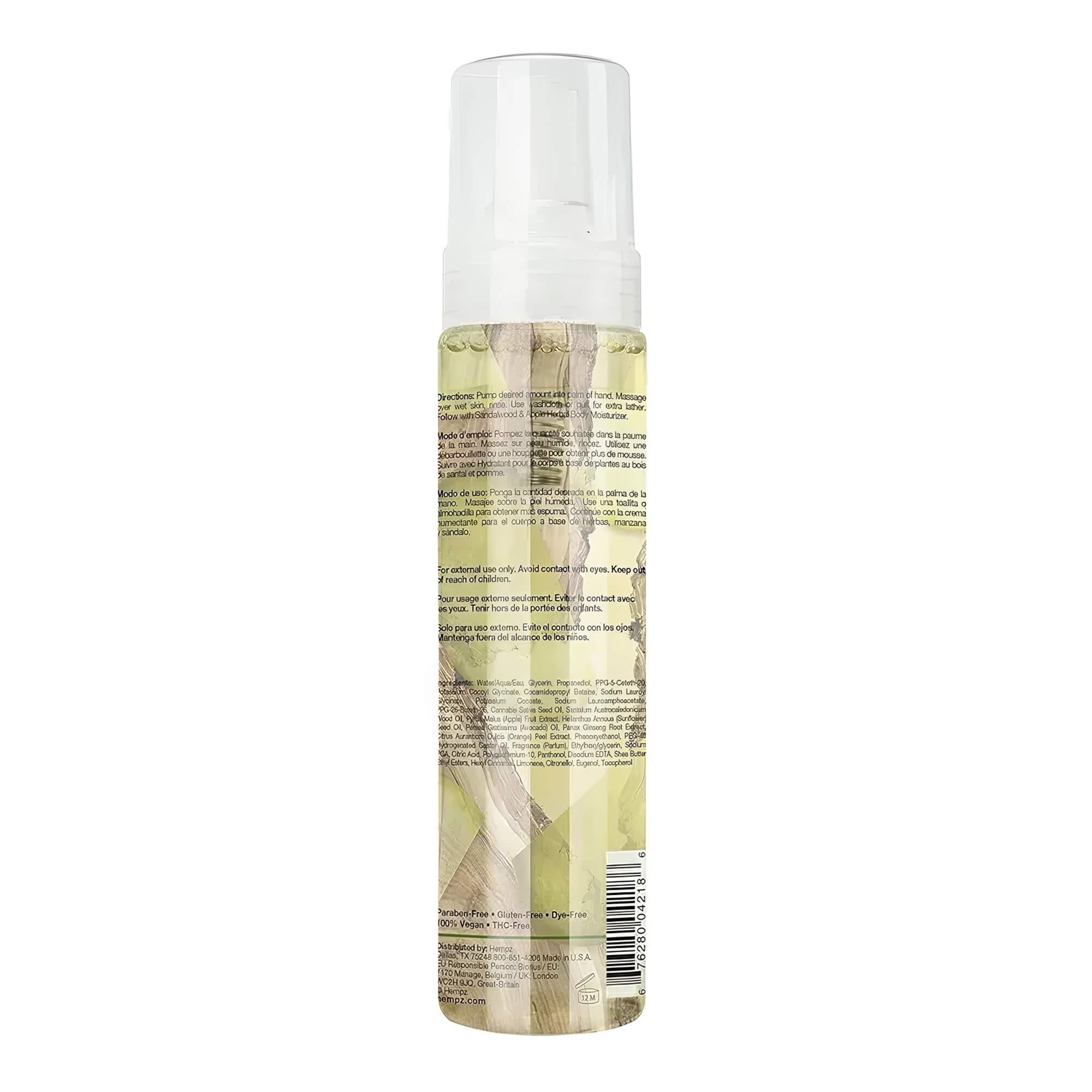 Гель-піна для душу сандал та яблуко Hempz Fresh Fusions Sandalwood & Apple Herbal Foaming Body Wash