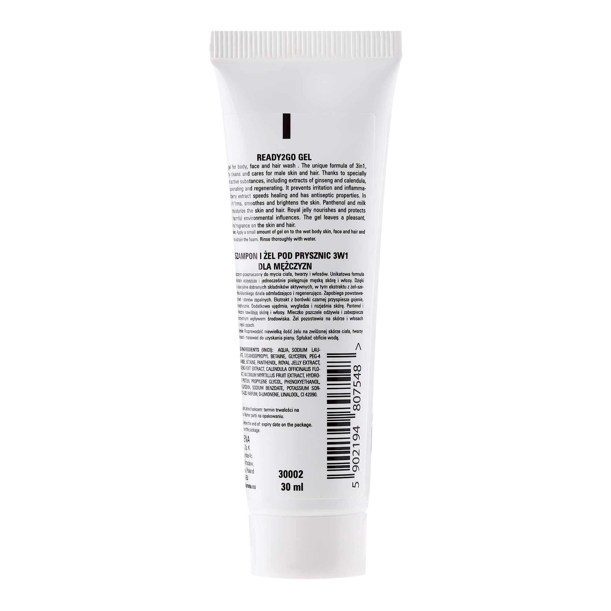Мужской гель для душа и шампунь 3 в 1 Clarena Ready2Go Shower Gel and Shampoo