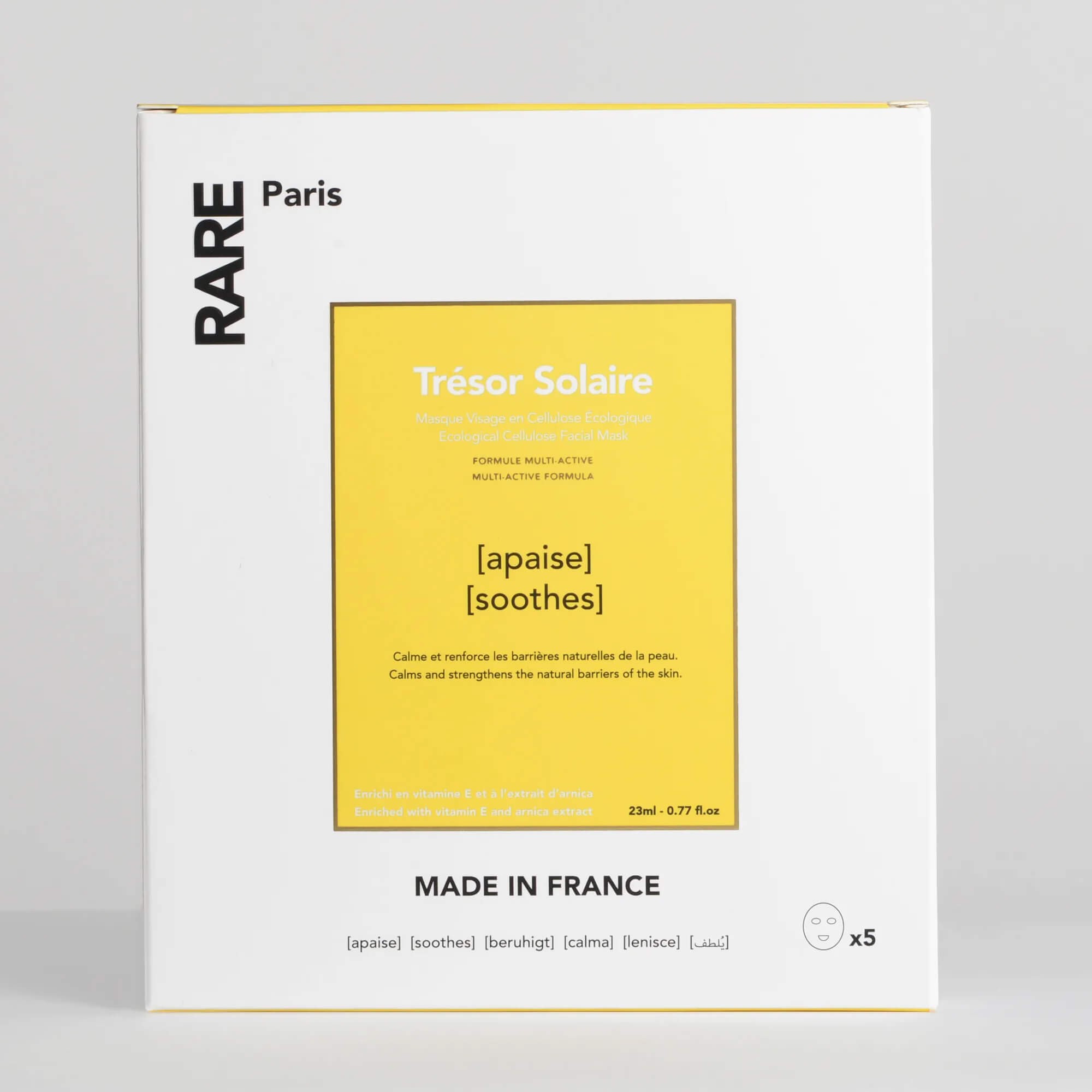Успокаивающая маска для лица с витамином Е и экстрактом арники RARE Paris Tresor Solaire Soothing Face Mask
