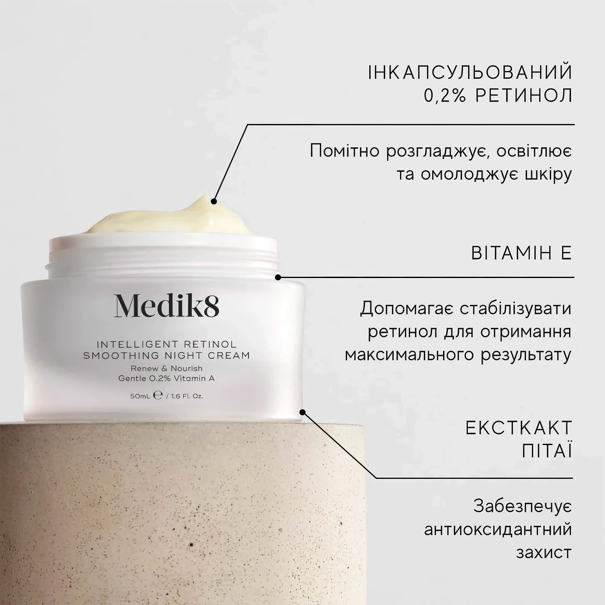 Відновлюючий та живильний нічний крем  Medik8 Intelligent Retinol Smoothing Night Cream