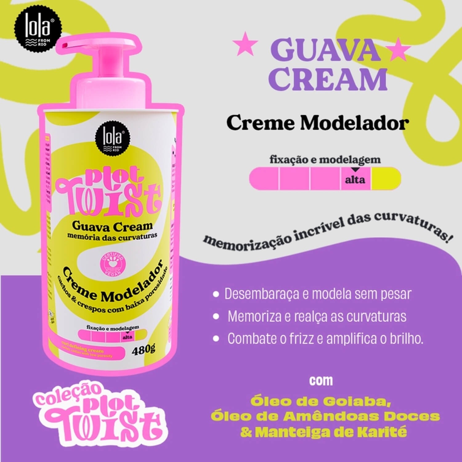Крем моделюючий для кучерявого або хвилястого волосся Lola Cosmetics Plot Twist Guava Cream
