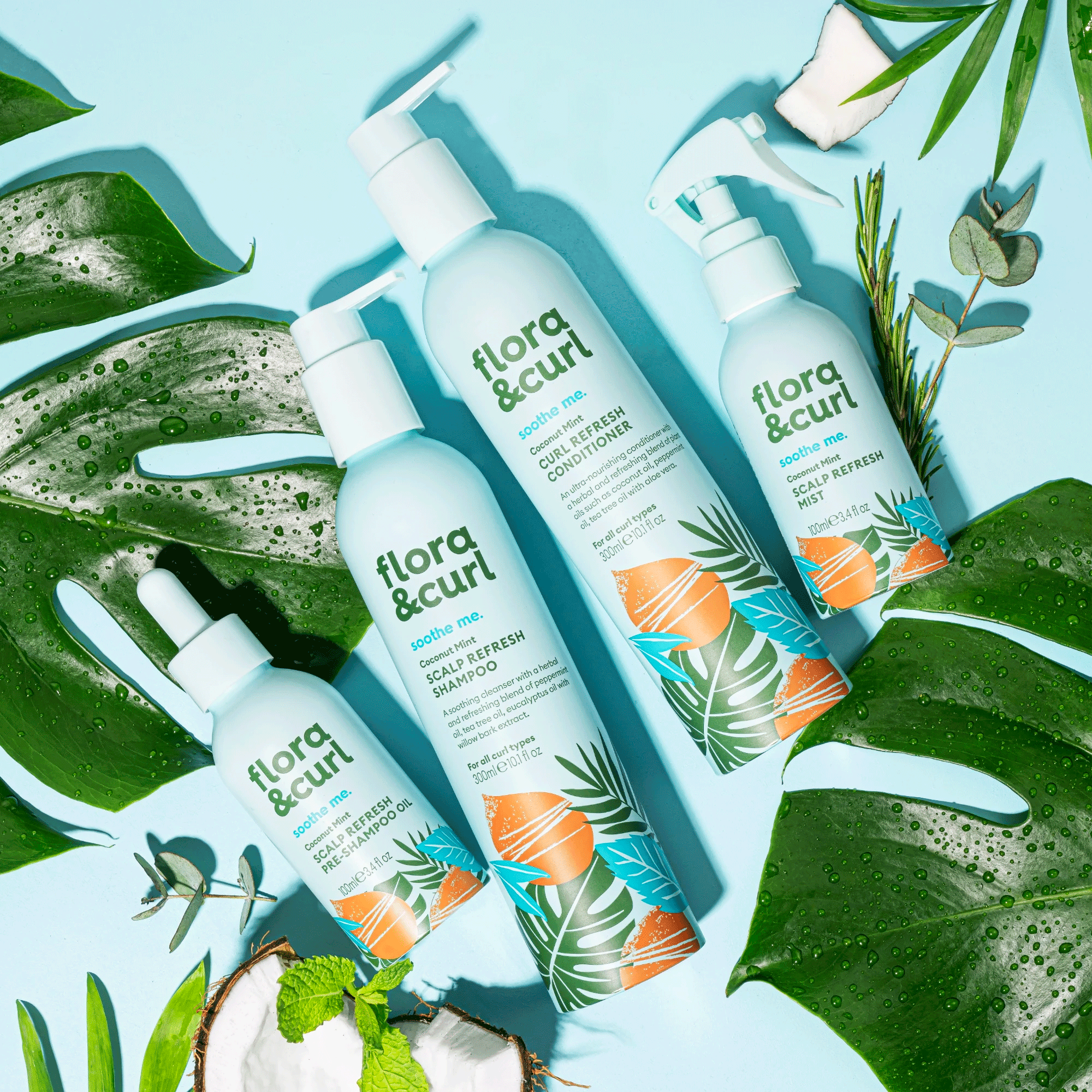 Освежающий шампунь для кожи головы Flora Curl Soothe Me Coconut Mint Scalp Refresh Shampoo