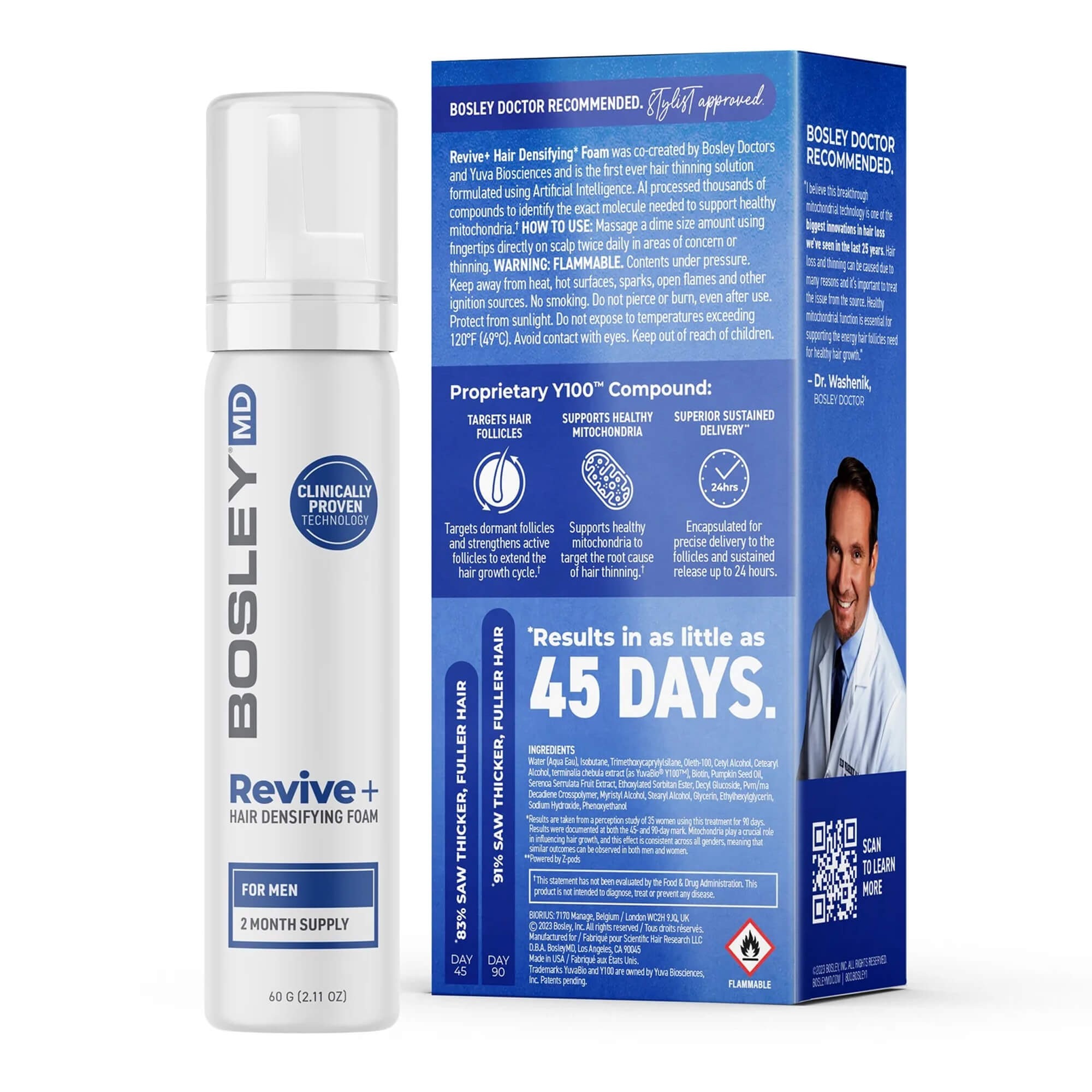 Пена против выпадения волос у мужчин Bosley MD Revive+ Densifying Treatment Foam For Men