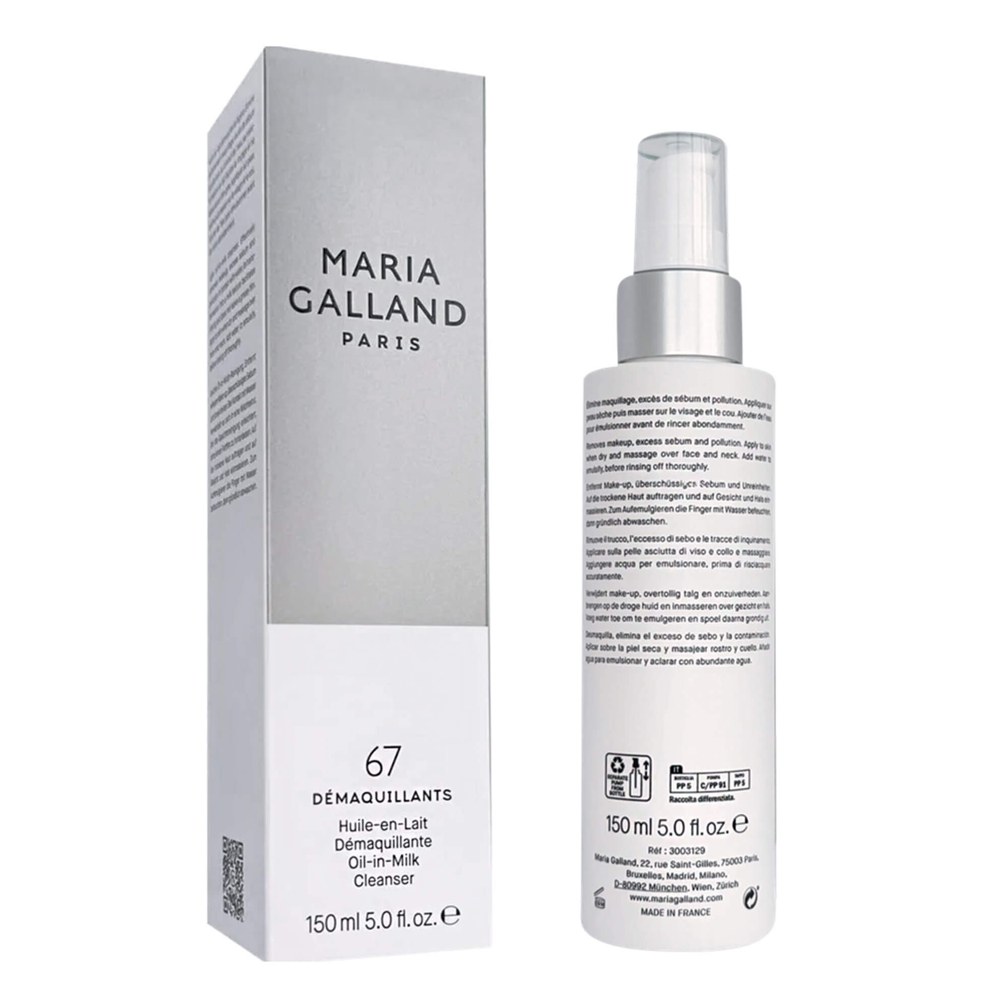 Гідрофільна очищувальна олія для всіх типів шкіри Maria Galland 67 Oil-In-Milk