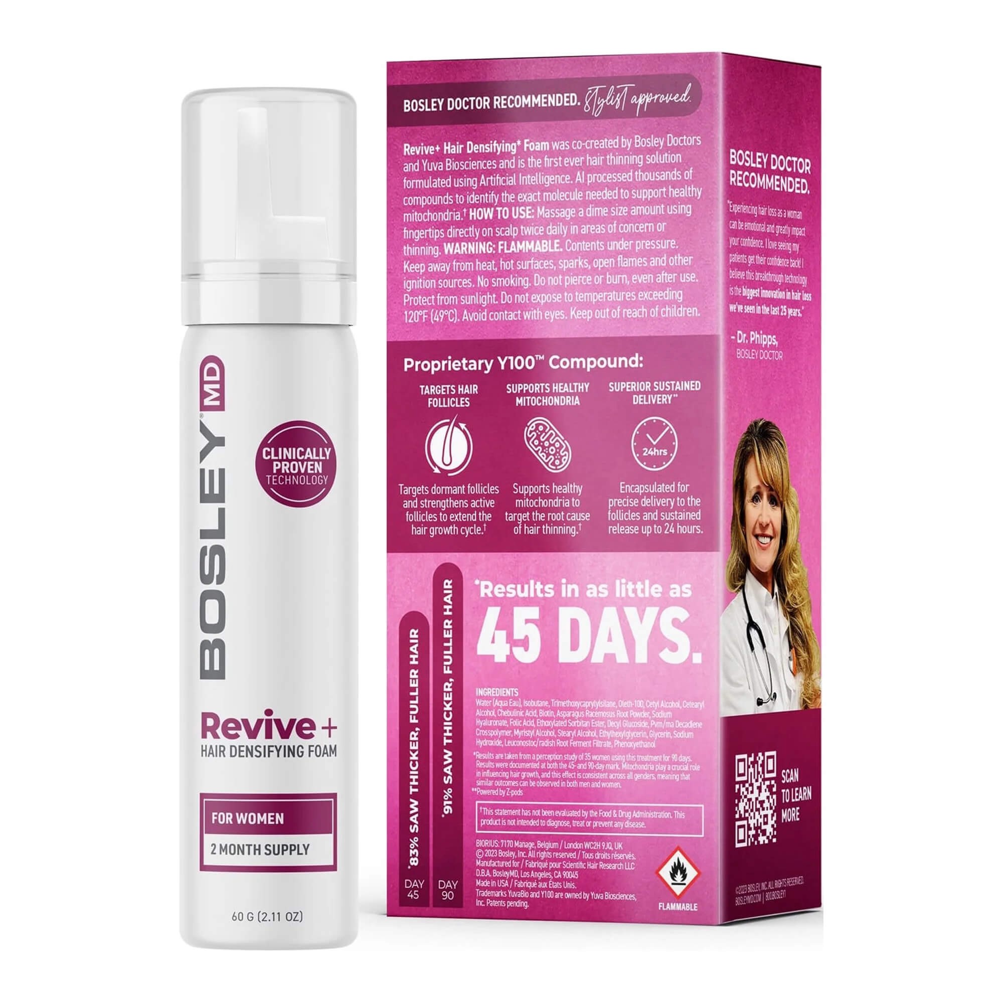 Пена против выпадения волос у женщин Bosley MD Revive+ Densifying Treatment Foam For Women