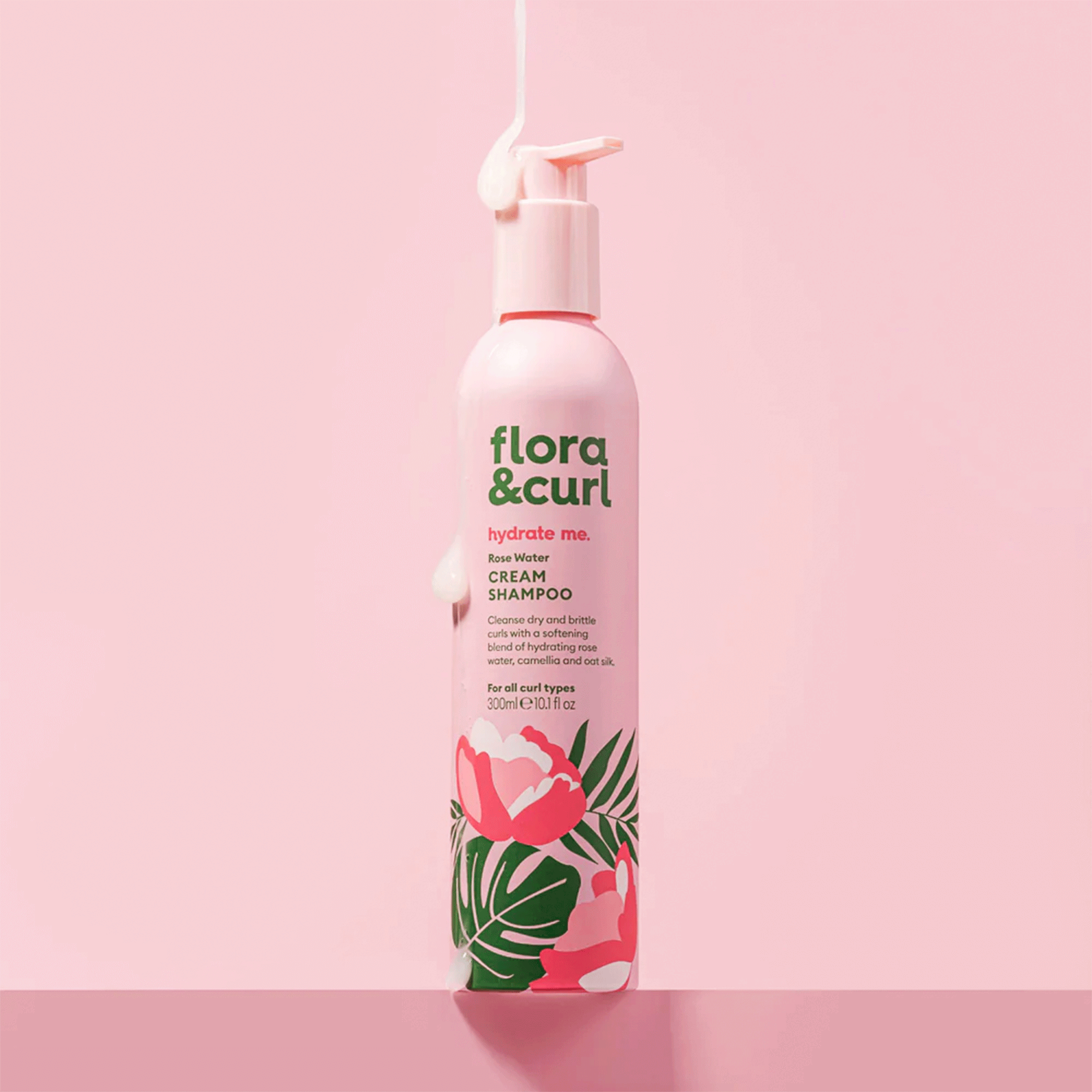 Увлажняющий шампунь с розовой водой Flora Curl Rose Water & Honey Cream Shampoo