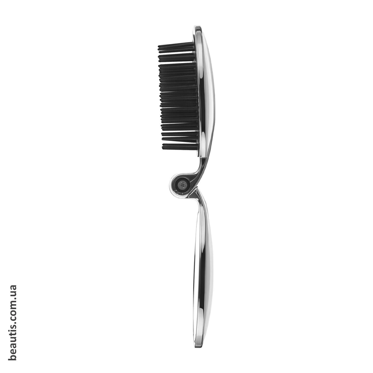 Серебряная складная щётка с зеркалом Janeke Folding Hair-Brush With Mirror Silver