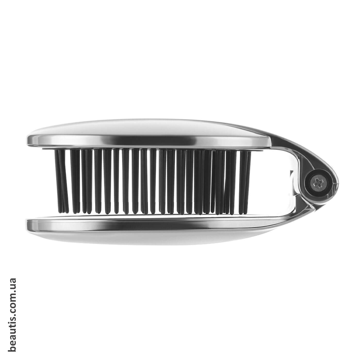 Серебряная складная щётка с зеркалом Janeke Folding Hair-Brush With Mirror Silver