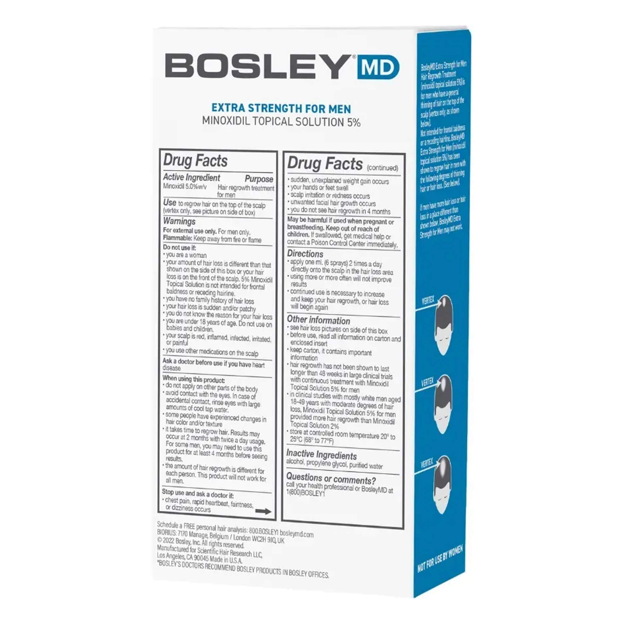 Спрей с миноксидилом 5% для восстановления роста волос у мужчин Bosley MD Hair Regrowth Treatment For Men Sprayer