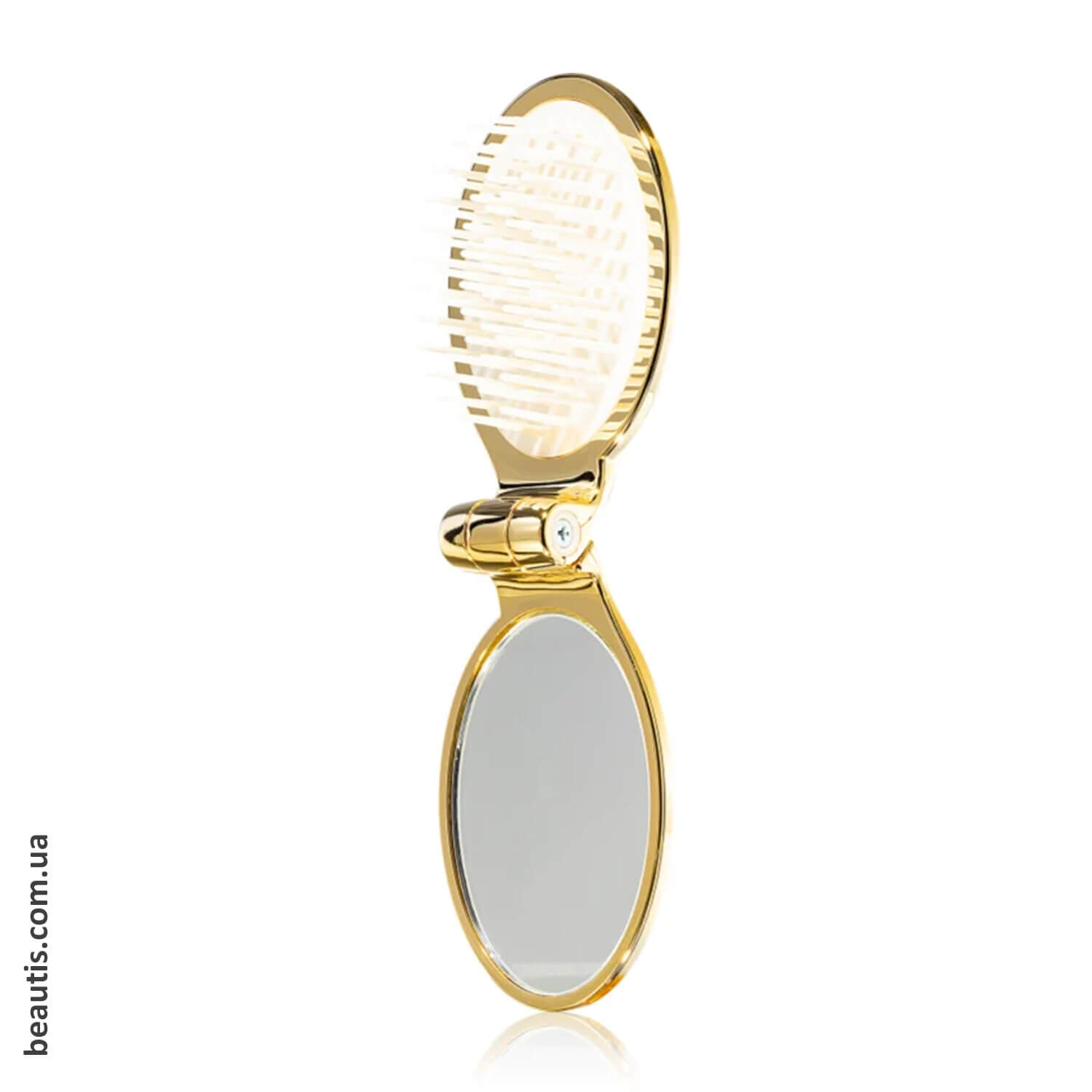 Золота складна щітка з дзеркалом Janeke Folding Hair-Brush With Mirror Golden