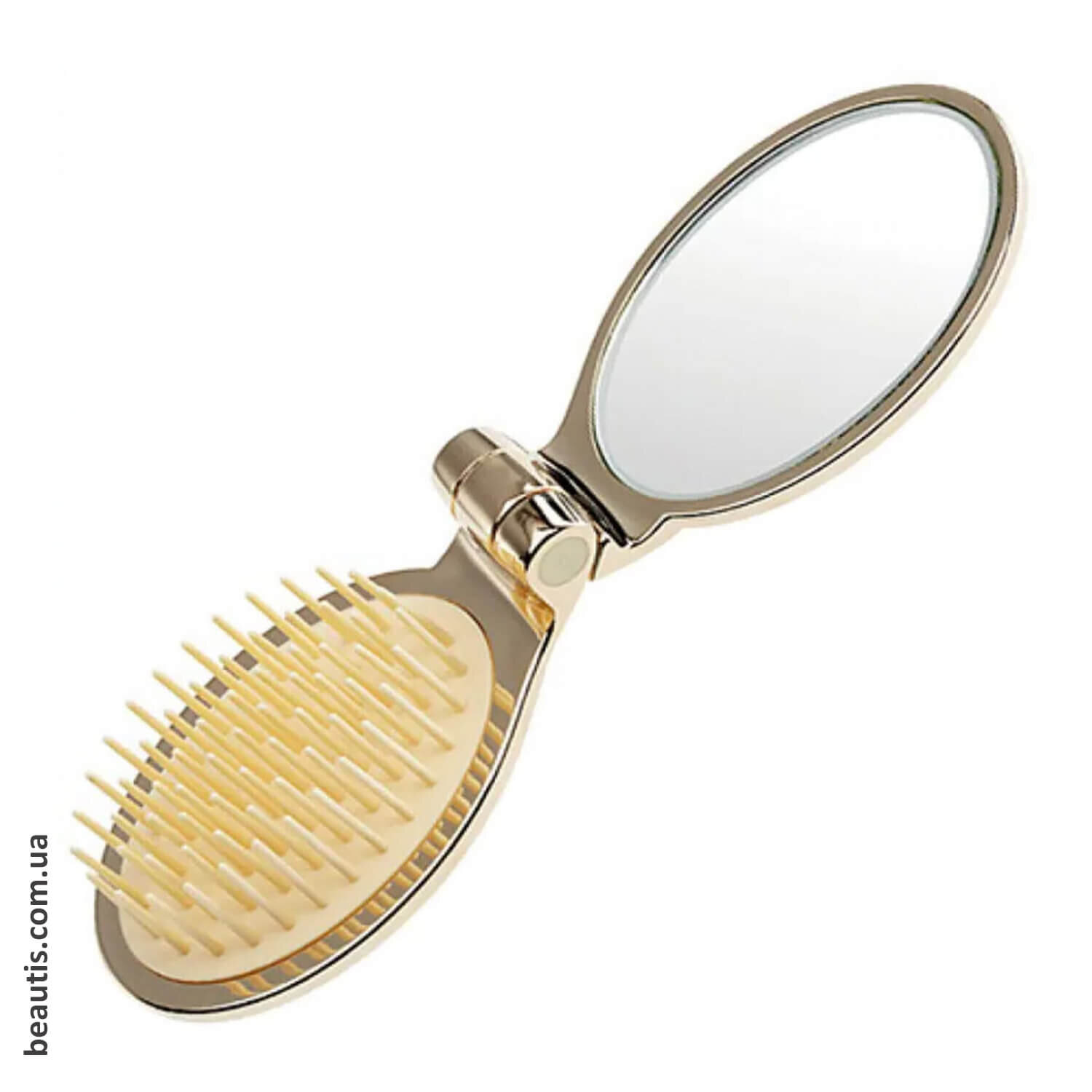 Золота складна щітка з дзеркалом Janeke Folding Hair-Brush With Mirror Golden