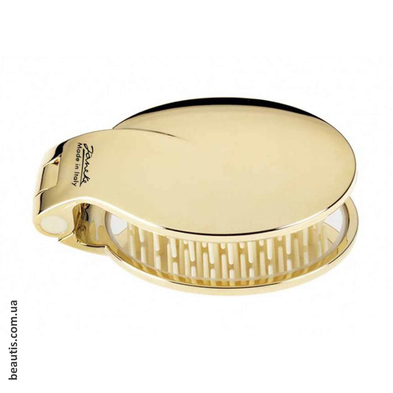 Золота складна щітка з дзеркалом Janeke Folding Hair-Brush With Mirror Golden