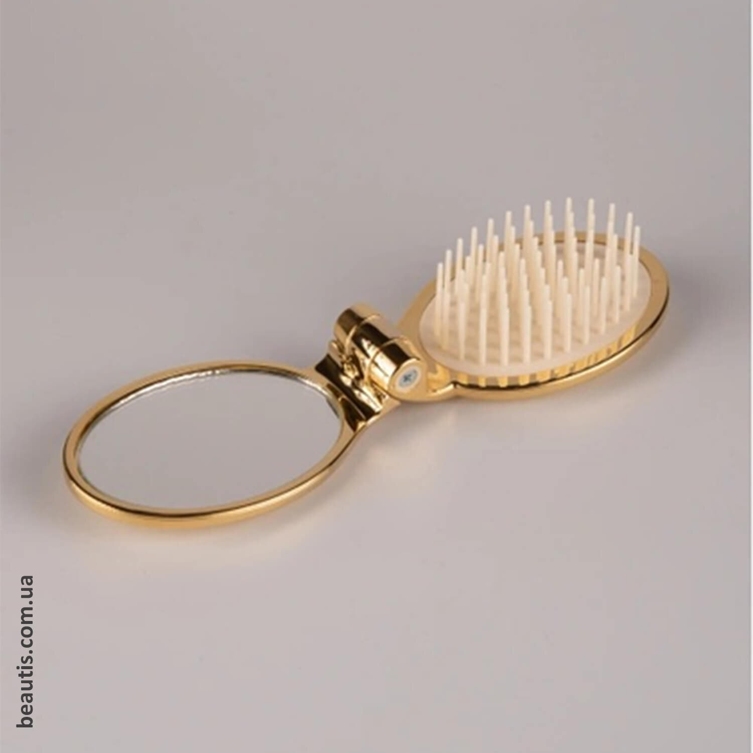 Золота складна щітка з дзеркалом Janeke Folding Hair-Brush With Mirror Golden