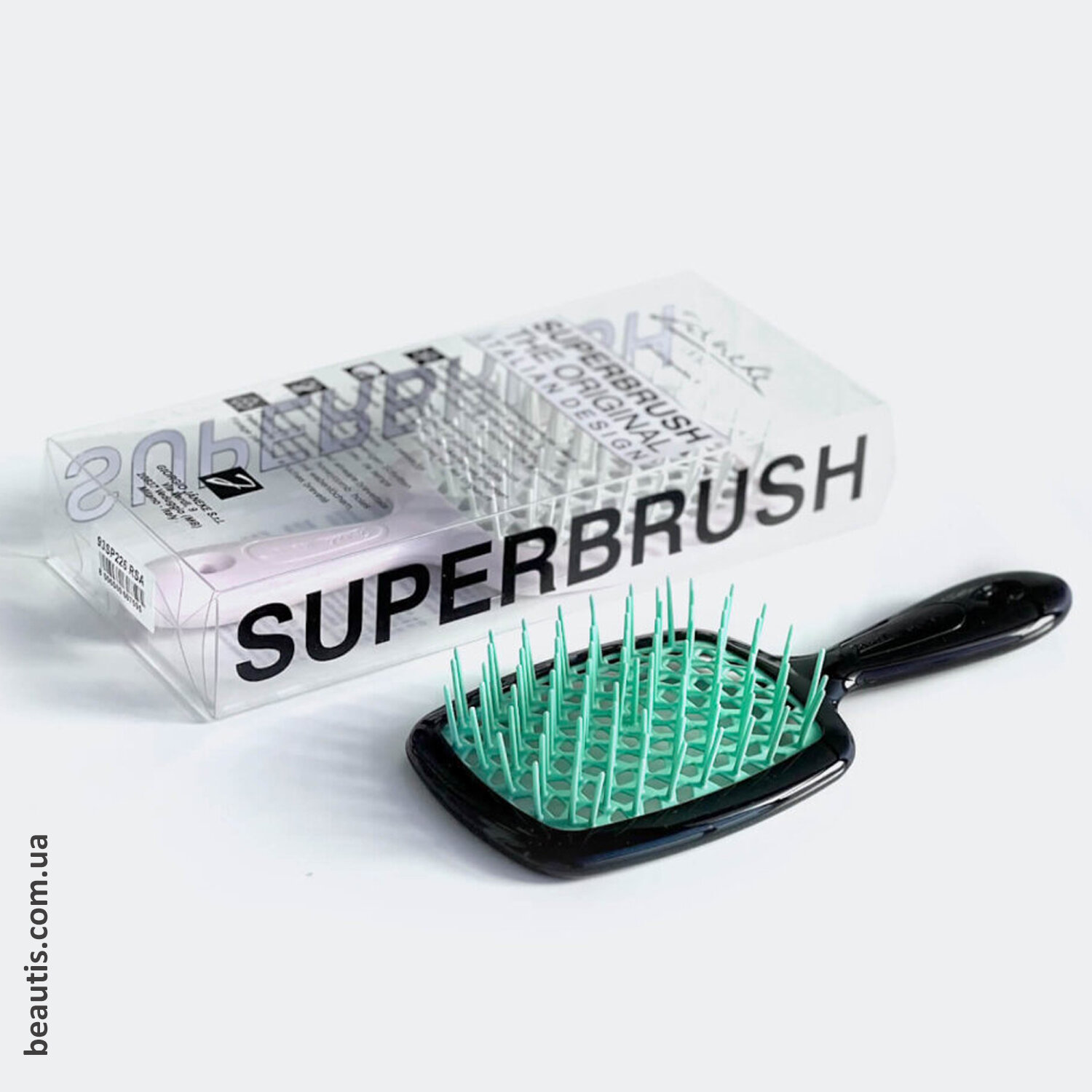 Расческа черная с бирюзовым Janeke Superbrush Standart Black & Teal