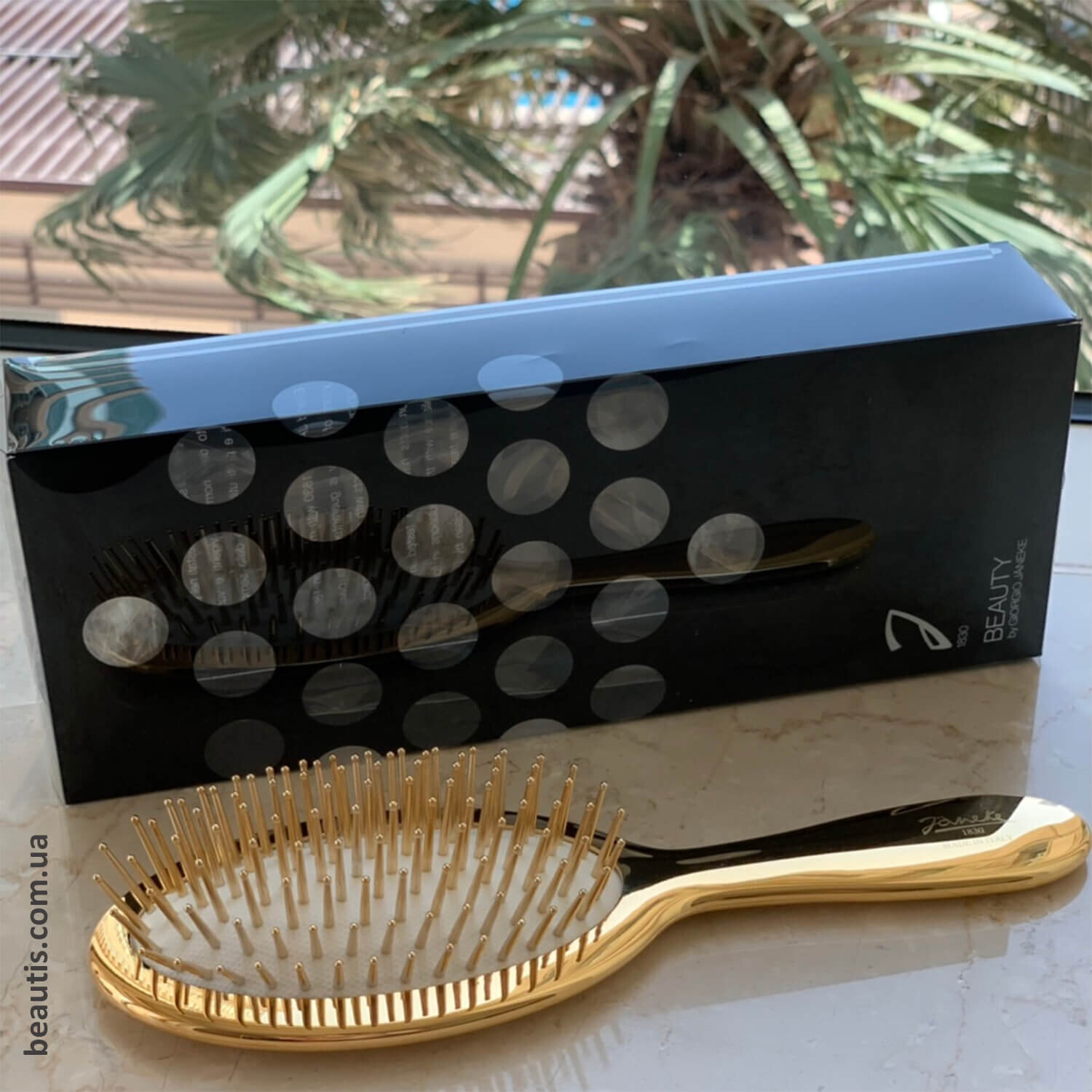 Гребінець золотаво-білий Janeke Superbrush Limited Edition Gold And White