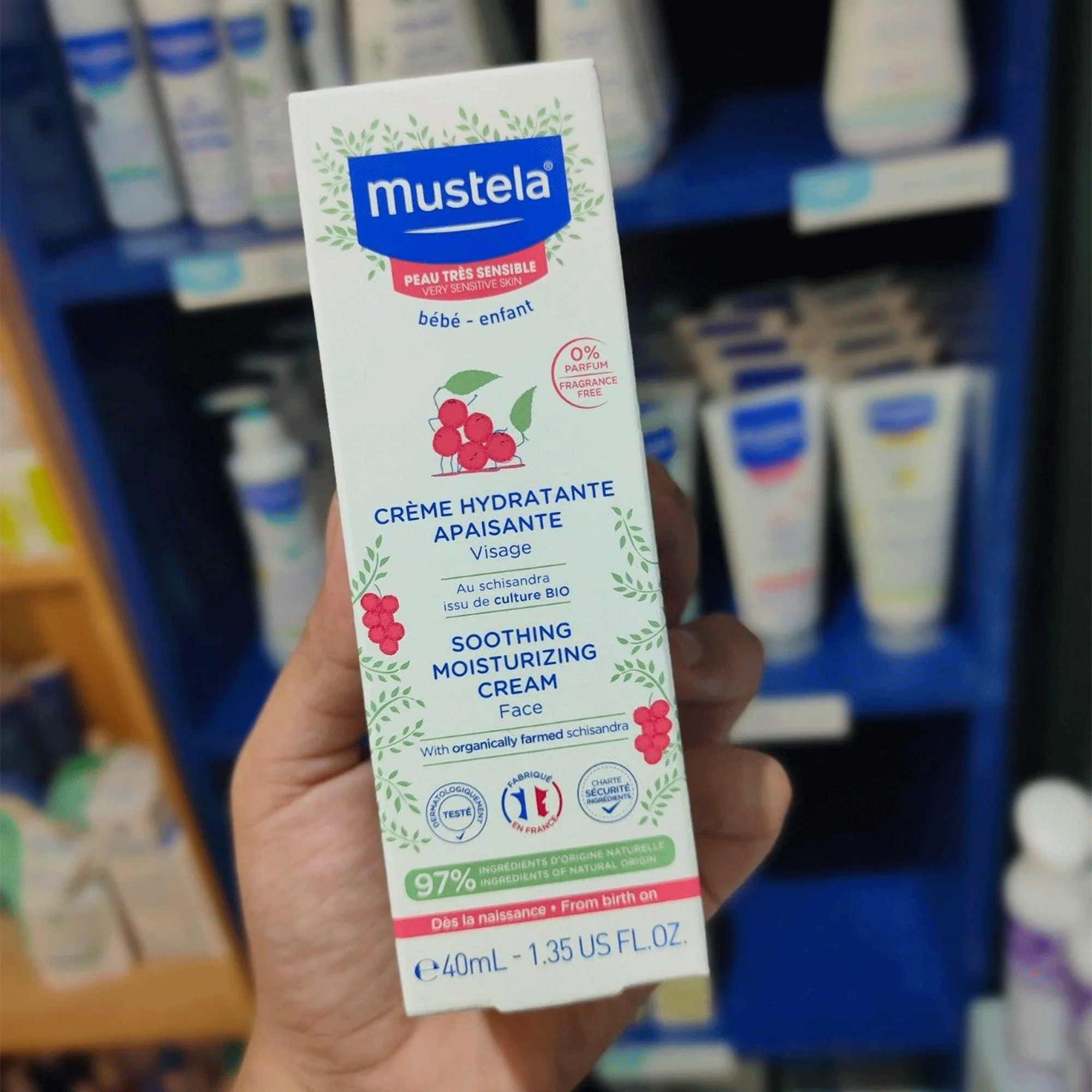 Успокаивающий увлажняющий крем для чувствительной кожи Mustela Bebe Face Soothing Moisturizing Cream