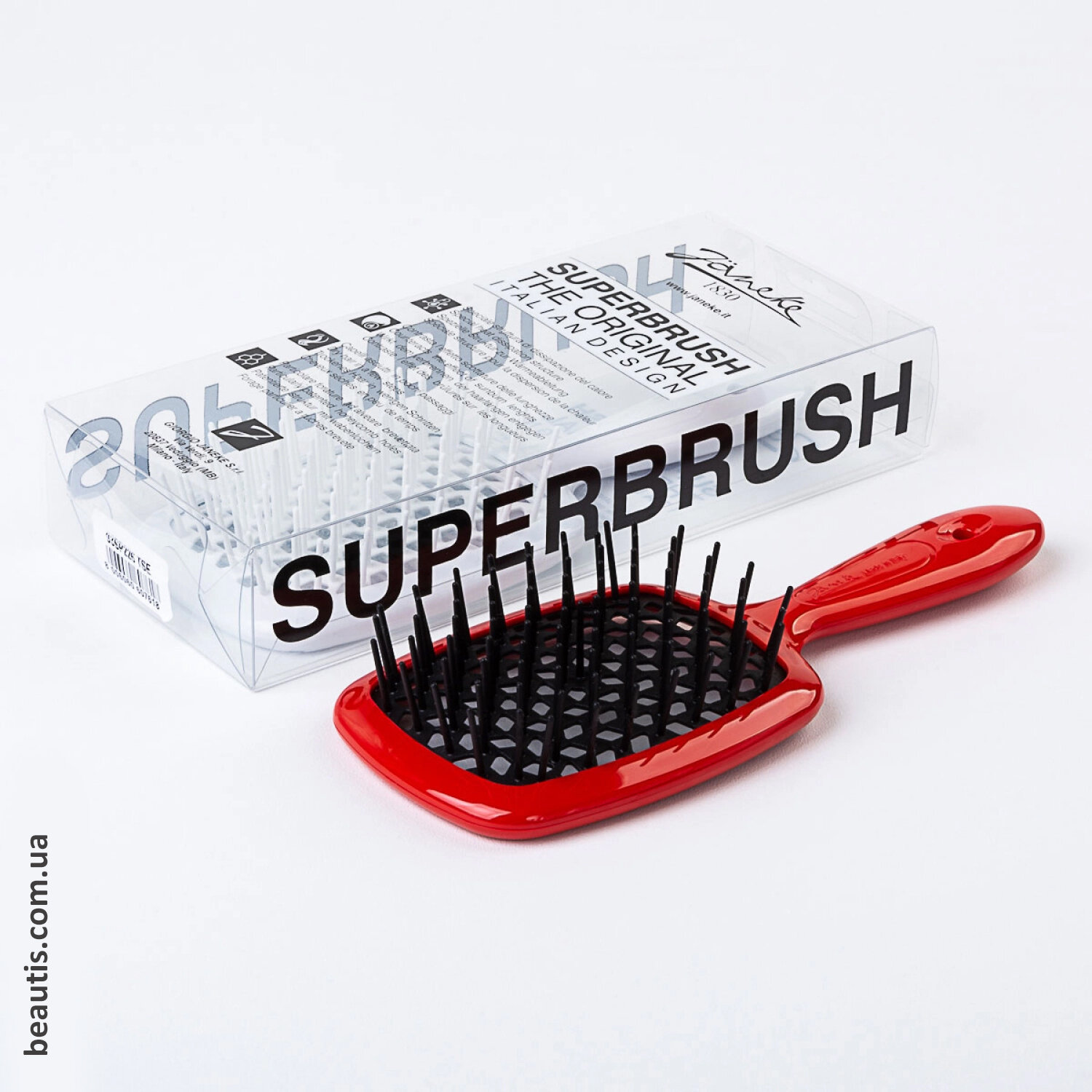 Гребінець червоний з чорним Janeke Superbrush Standart Red & Black