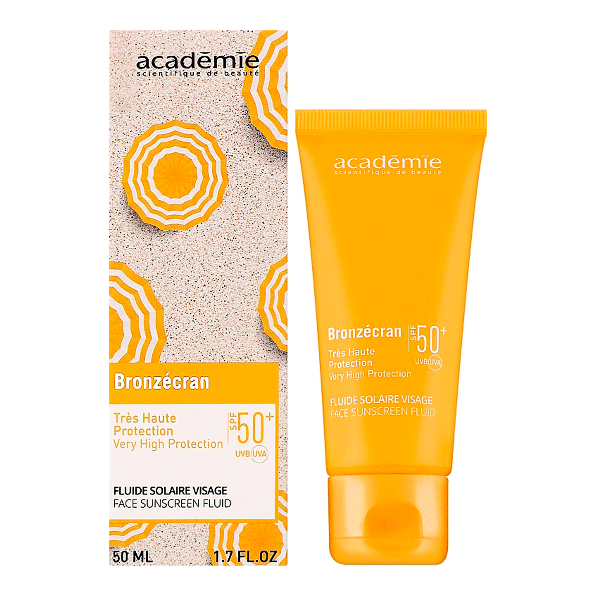Cонцезахистний флюїд для обличчя UVA/UVB SPF 50+ Academie Academie Bronzecran Face Sunscreen Fluid SPF 50+