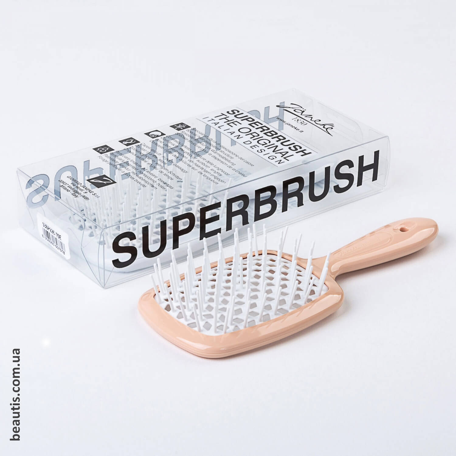 Гребінець персиковий з білим Janeke Superbrush Standart Peach