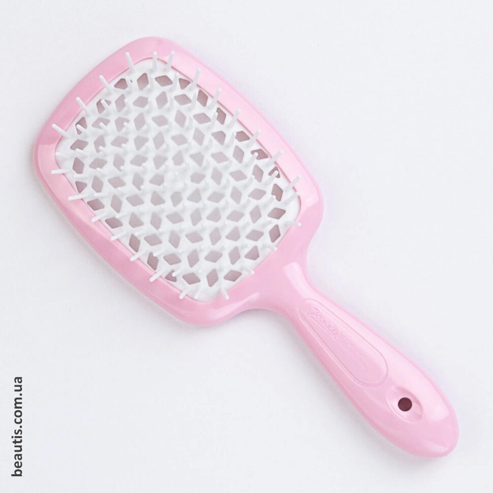 Маленький гребінець рожевий з білим Janeke Superbrush Small Pastel Pink