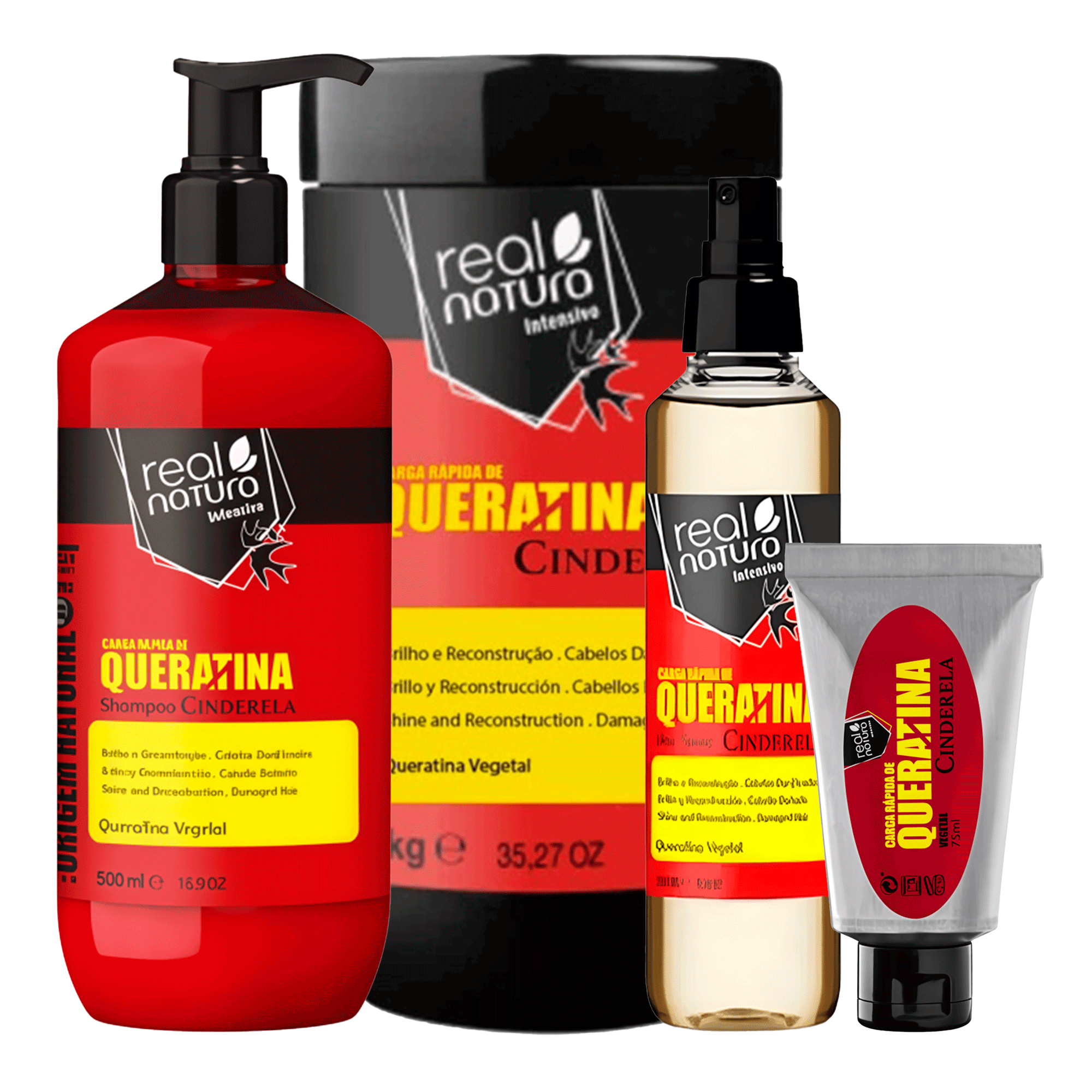 Шампунь восстанавливающий с кератином Real Natura Sem Sal Carga Rápida De Queratina Cinderela