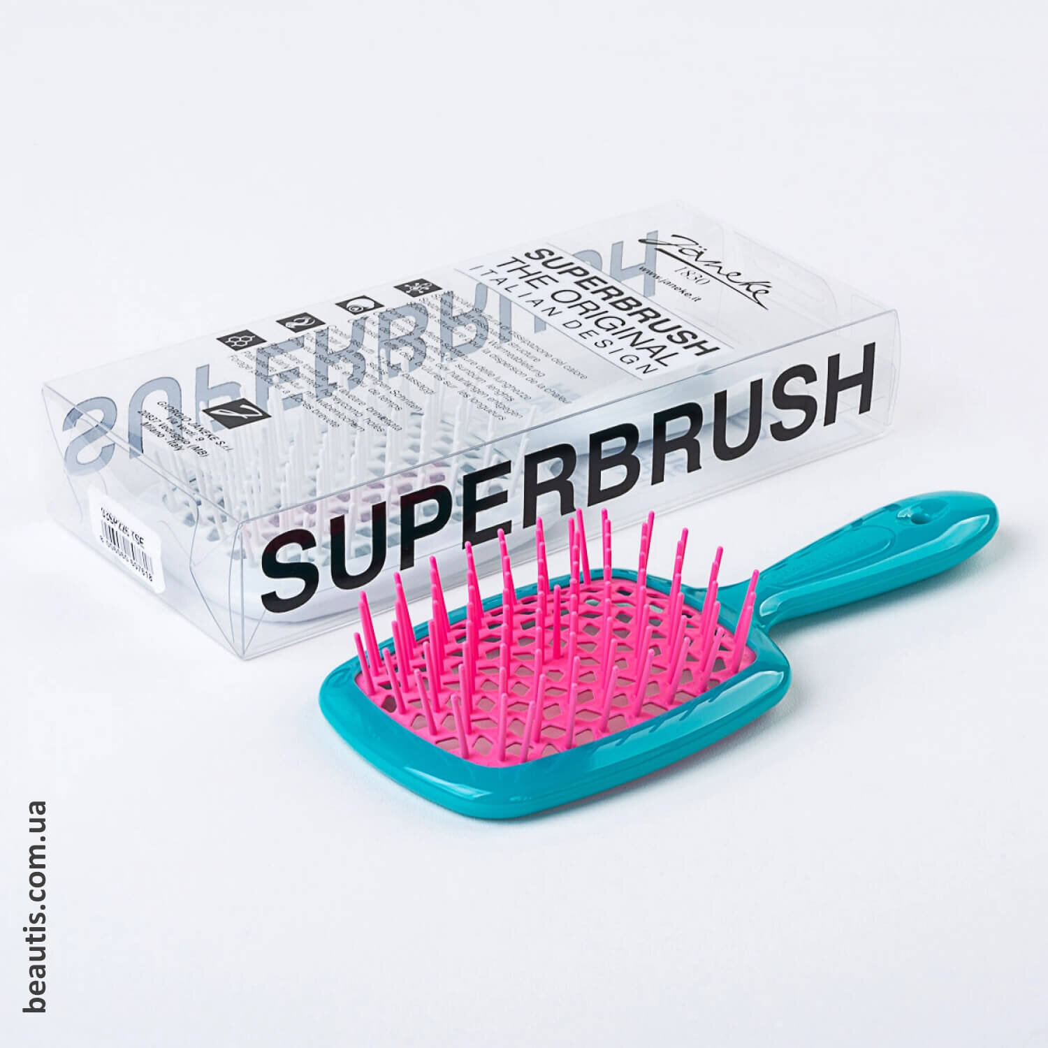 Гребінець блакитний з рожевим Janeke Superbrush Standart Blue & Pink
