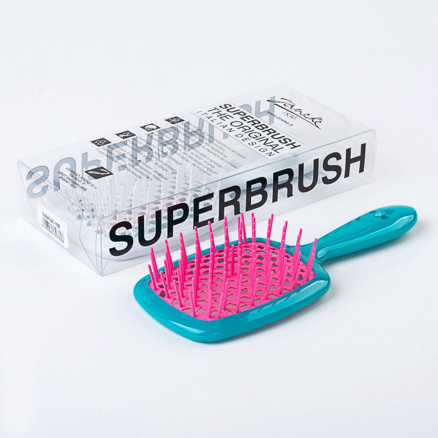 Гребінець блакитний з рожевим Janeke Superbrush Standart Blue & Pink