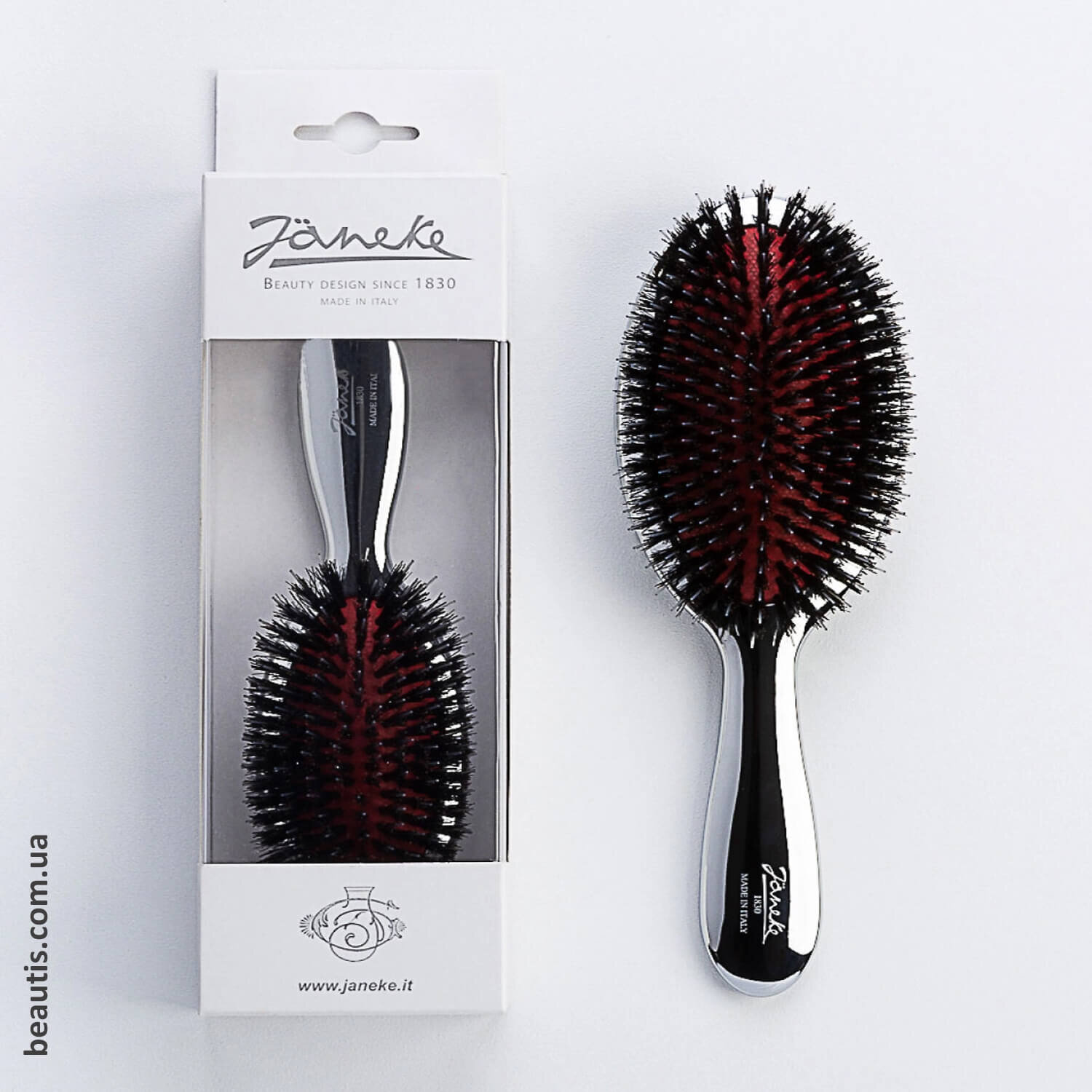 Гребінець Janeke Chrome Brush With Bristles and Nylon