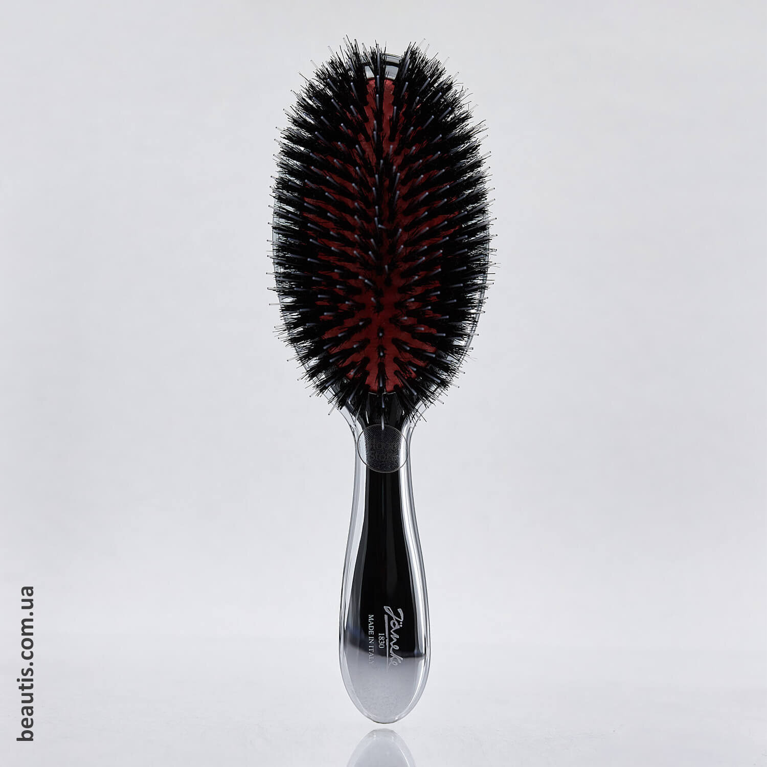 Гребінець із щетиною кабана та нейлоном хром Janeke Chrome Brush With Bristles and Nylon L