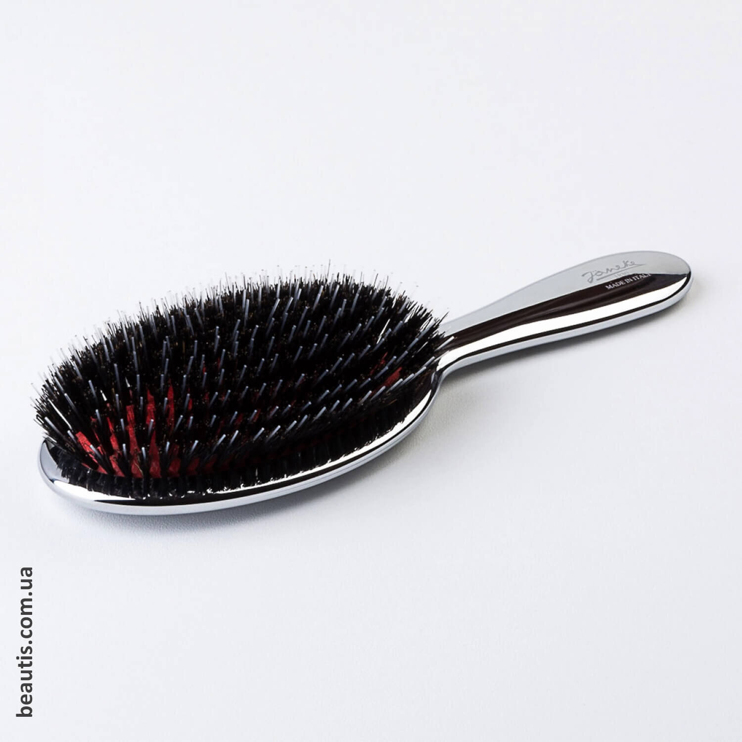 Гребінець із щетиною кабана та нейлоном хром Janeke Chrome Brush With Bristles and Nylon L