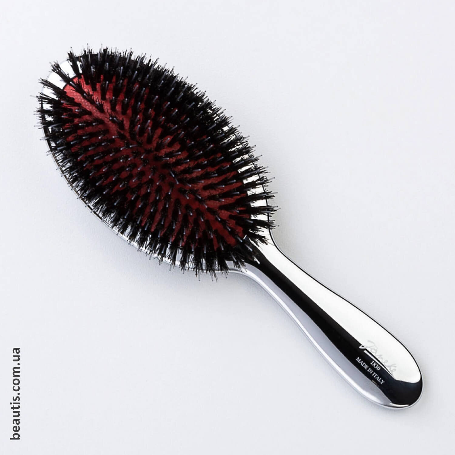 Гребінець із щетиною кабана та нейлоном хром Janeke Chrome Brush With Bristles and Nylon L