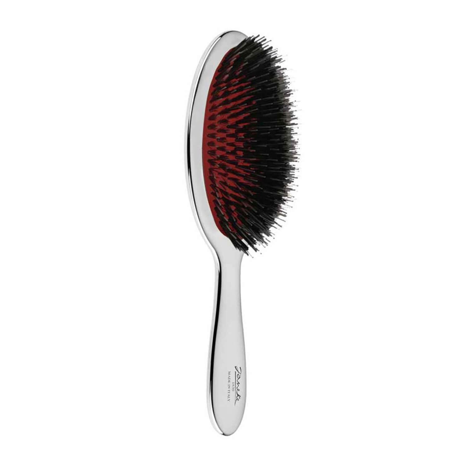 Гребінець із щетиною кабана та нейлоном хром Janeke Chrome Brush With Bristles and Nylon L