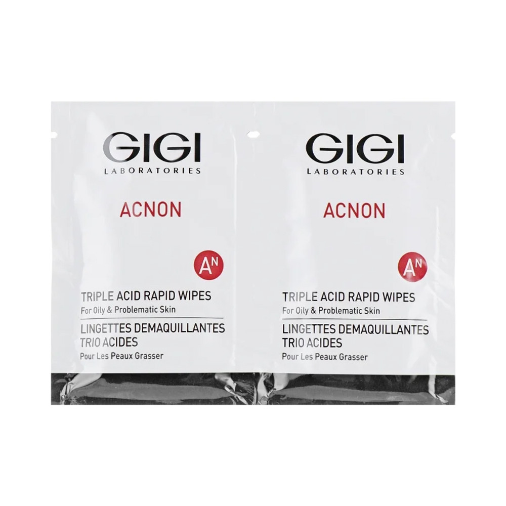 Вологі серветки з кислотою GIGI Acnon Triple Acid Wipes