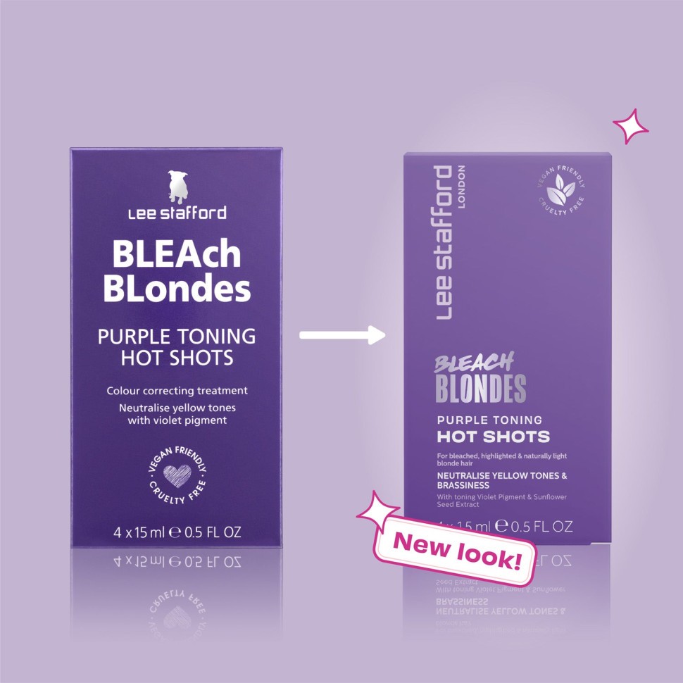Тонирующие фиолетовые ампулы для осветленных волос Lee Stafford Bleach Blondes Purple Toning Hot Shots