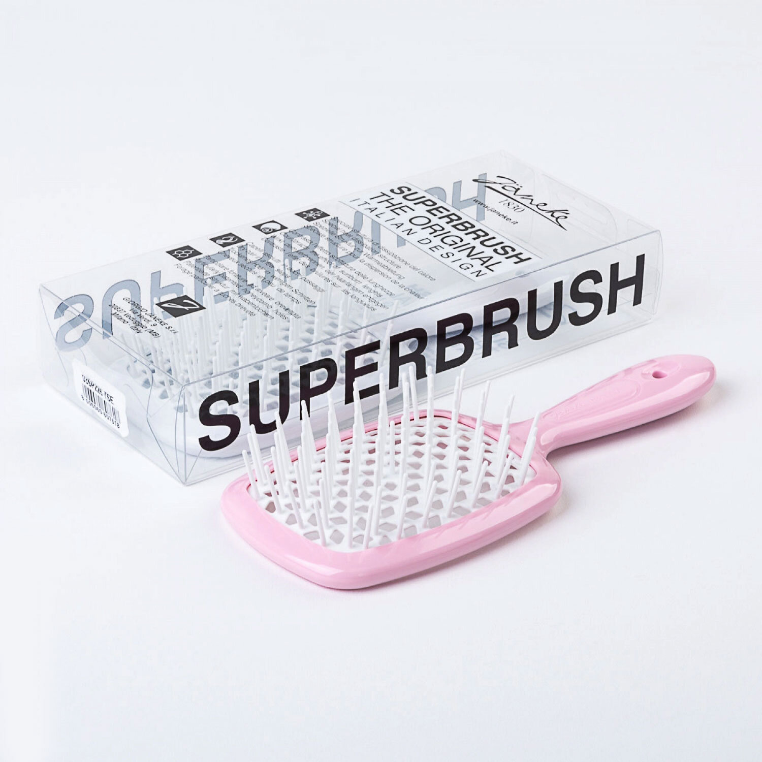 Janeke Superbrush Standart Pastel Pink Гребінець рожевий з білим