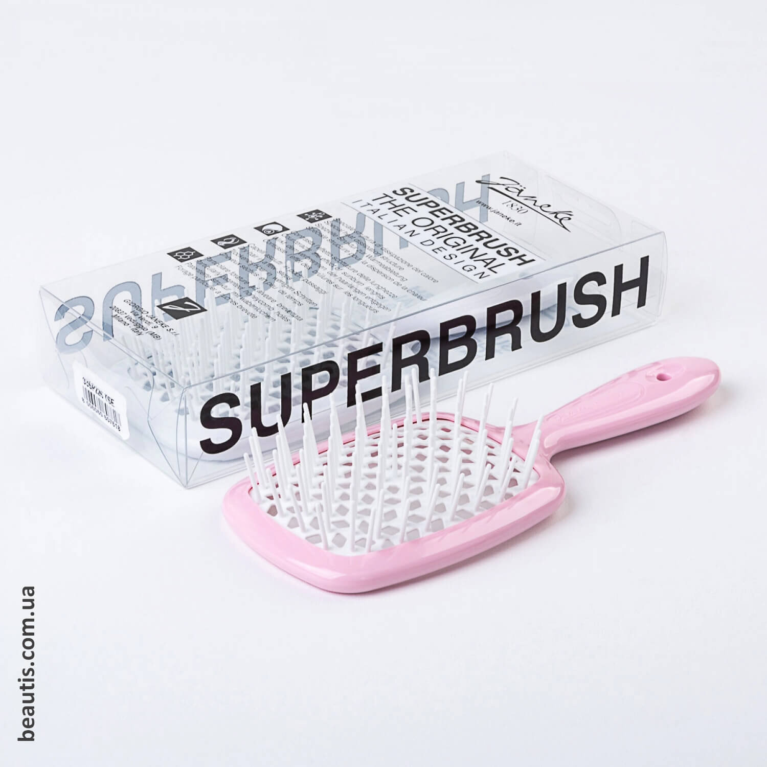 Гребінець рожевий з білим Janeke Superbrush Standart Pastel Pink