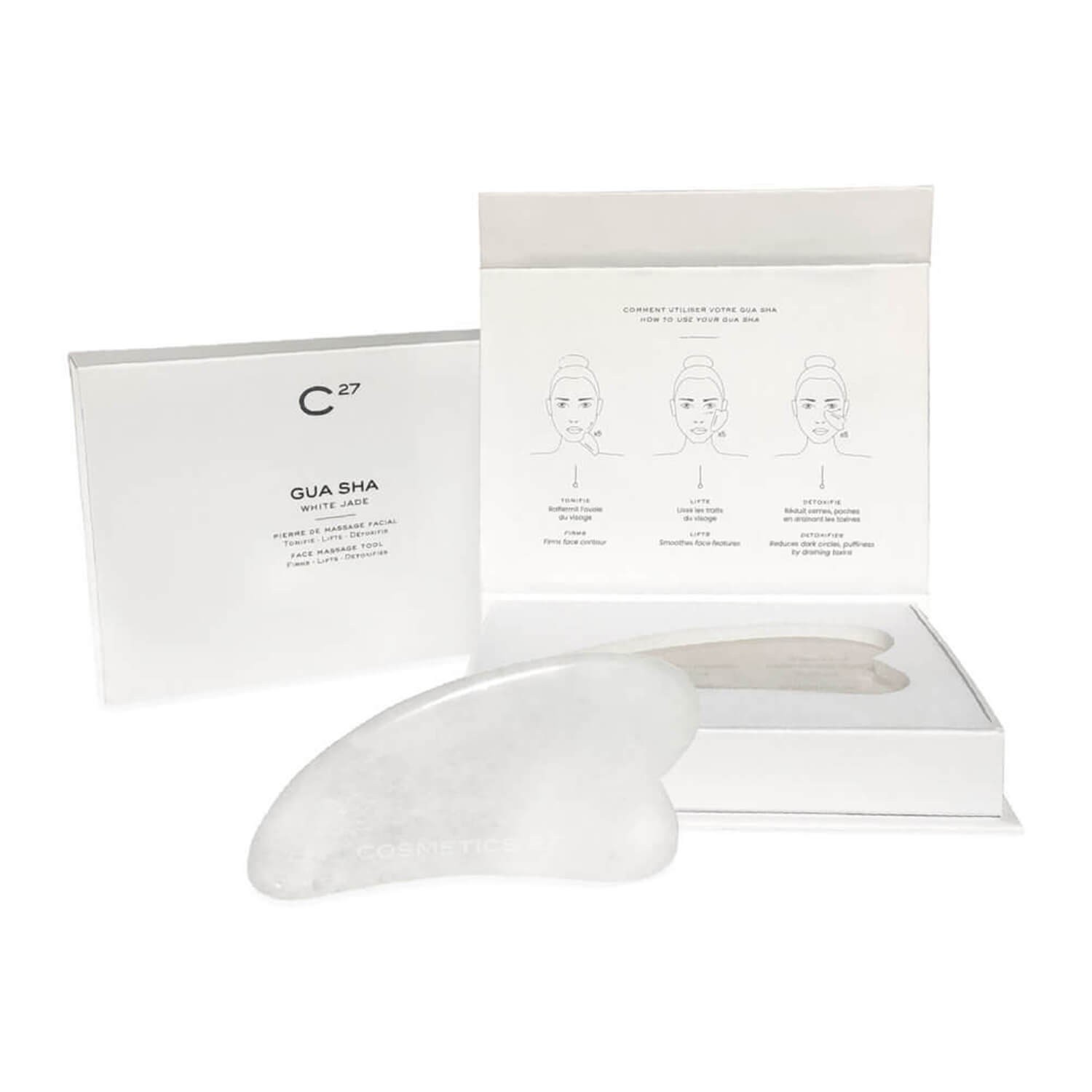 Гуаша для массажа из белого нефрита Cosmetics 27 Gua Sha