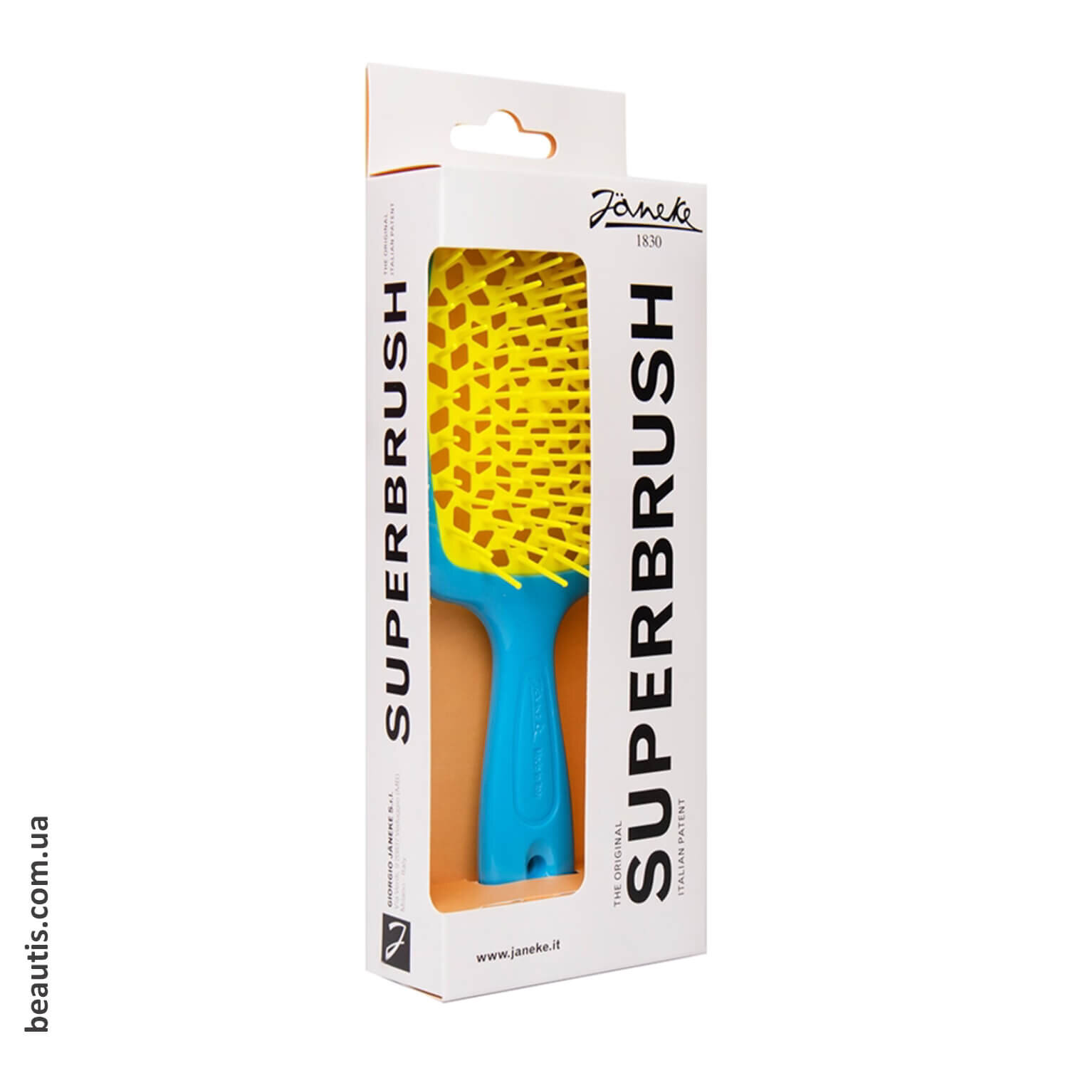 Гребінець синій з жовтим Janeke Superbrush Standart Dark Blue