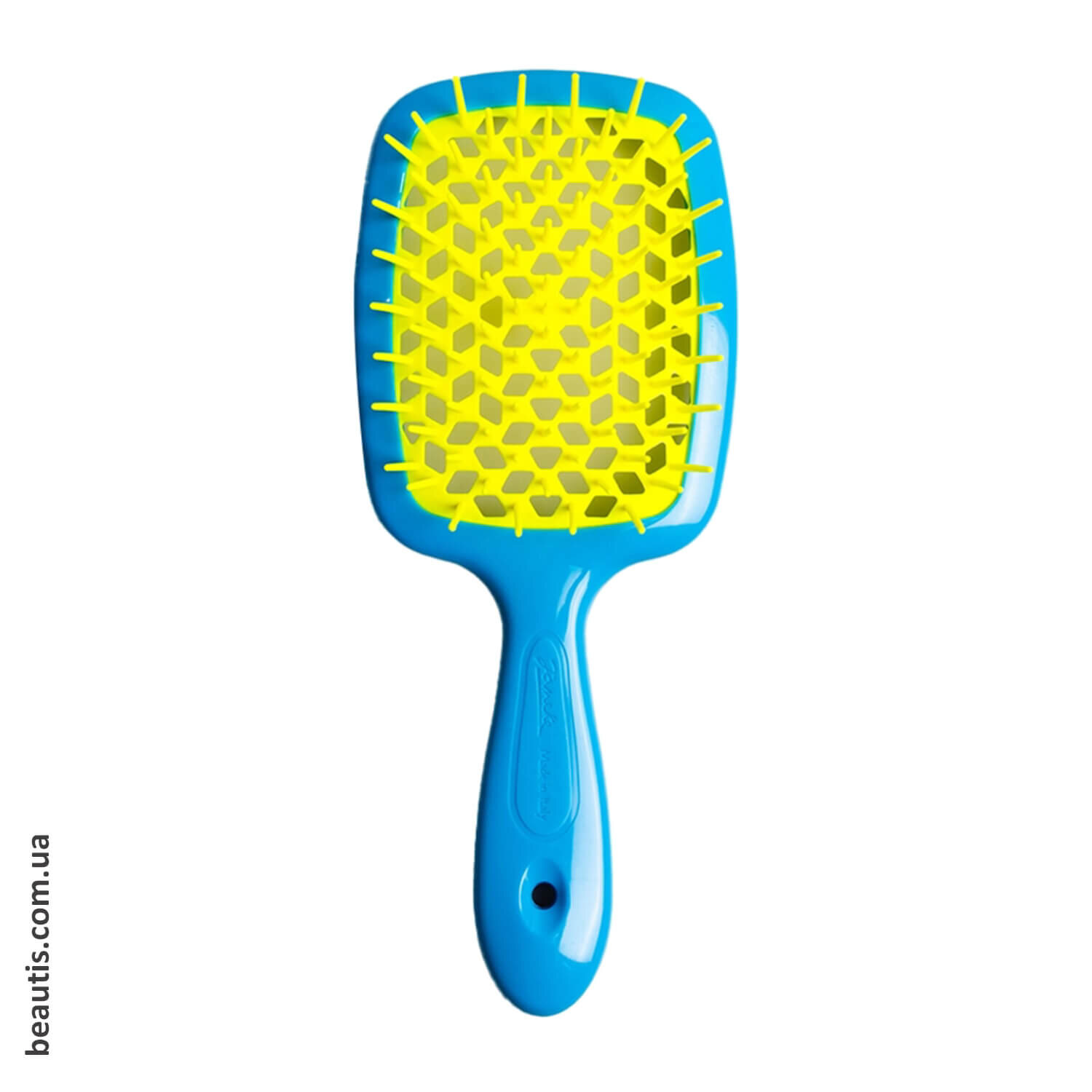 Гребінець синій з жовтим Janeke Superbrush Standart Dark Blue