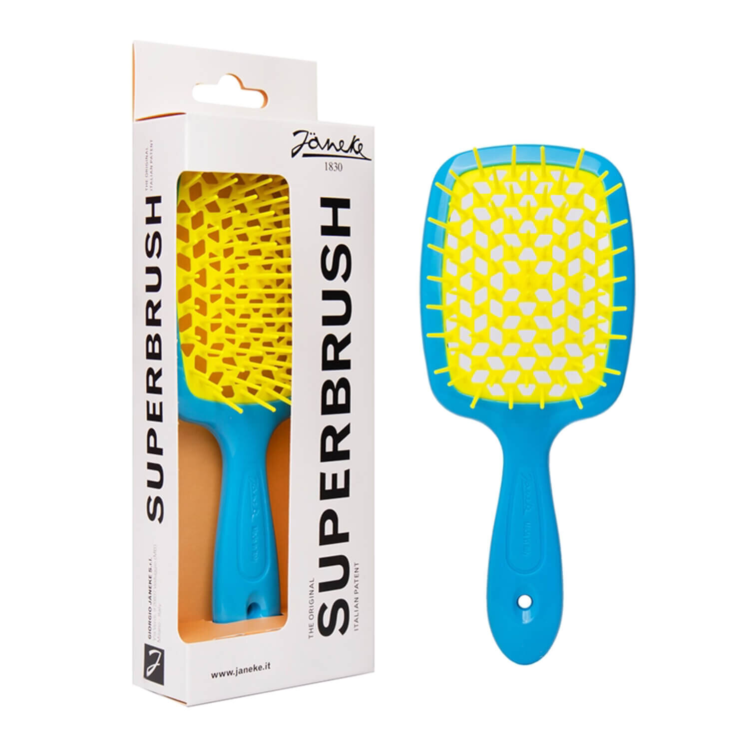 Гребінець синій з жовтим Janeke Superbrush Standart Dark Blue