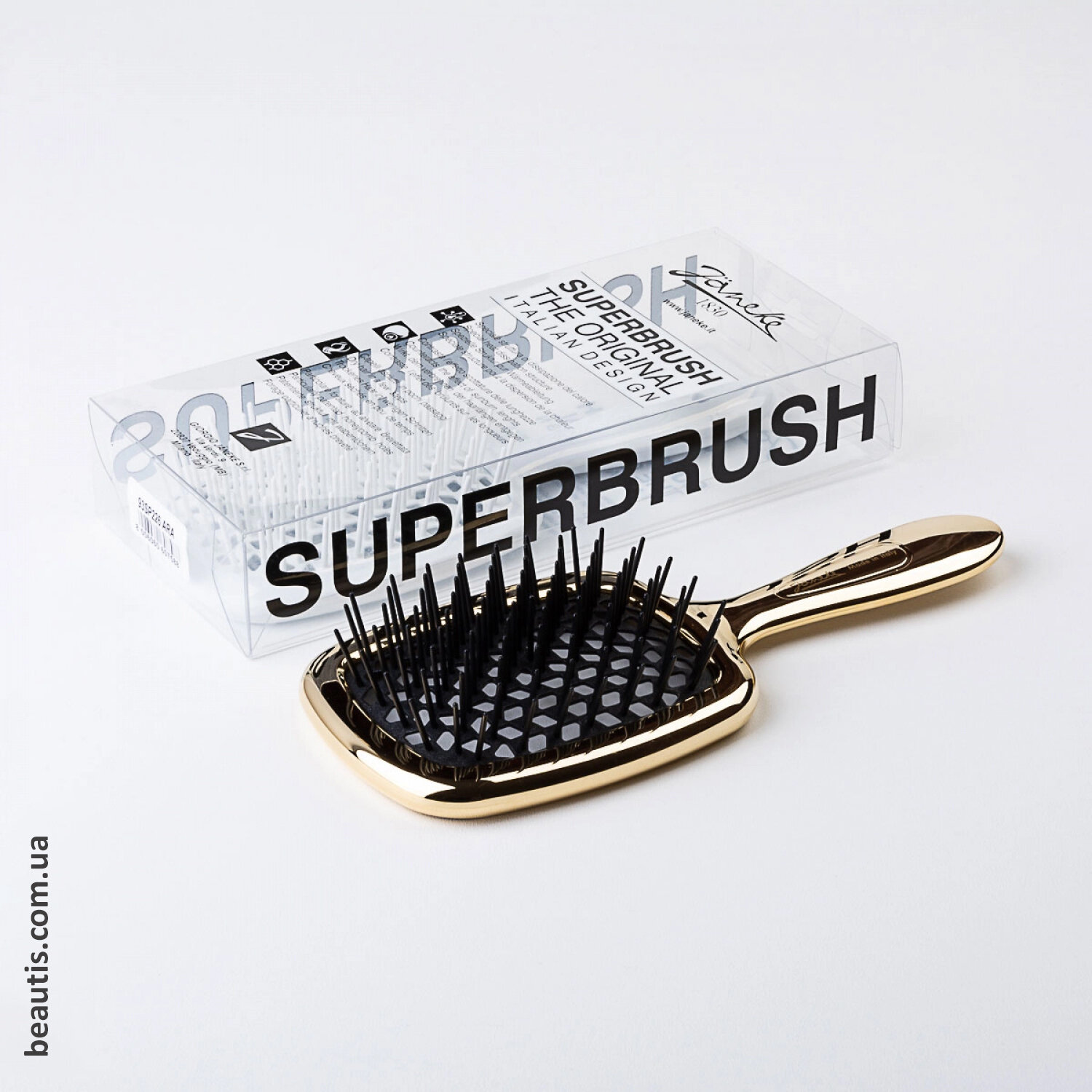 Гребінець золотий з чорним Janeke Superbrush Standart Gold Colour