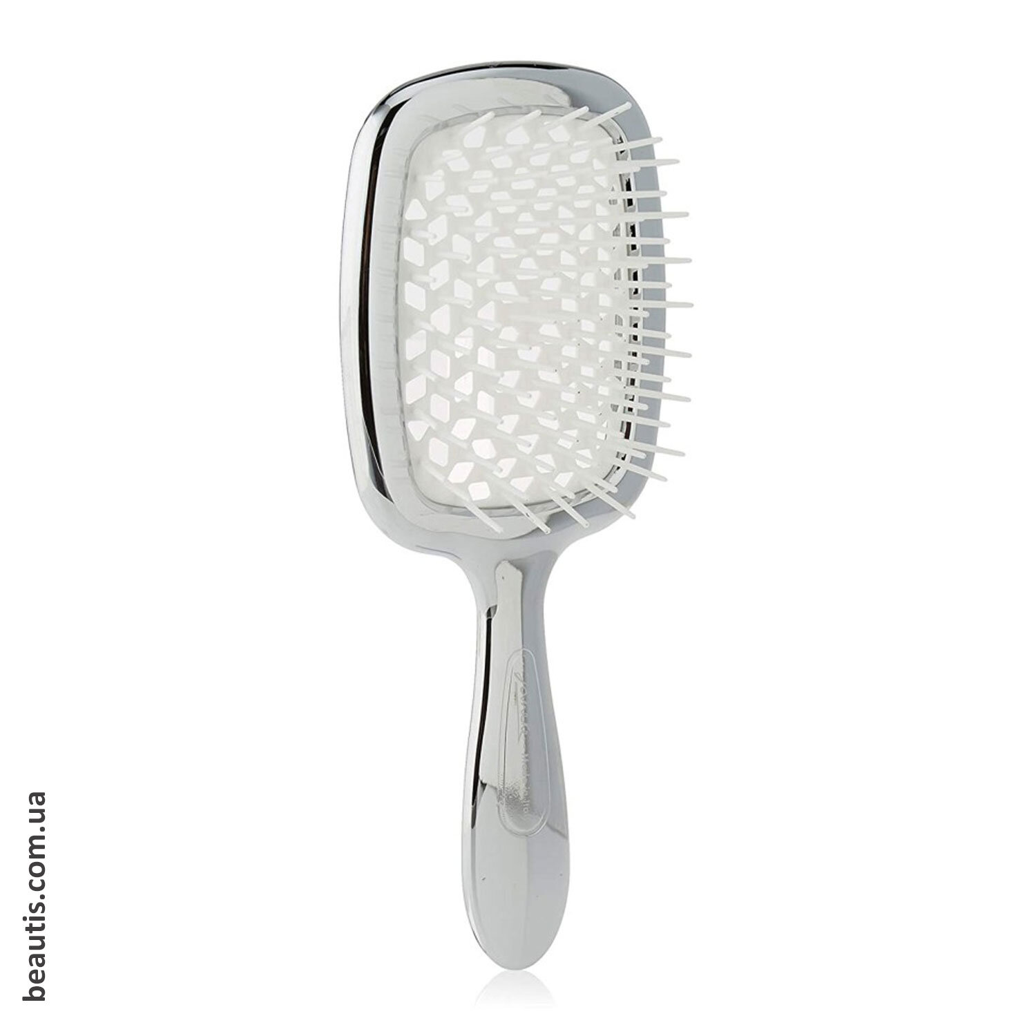 Гребінець хромований з білим Janeke Superbrush Standart Сhrome Colour