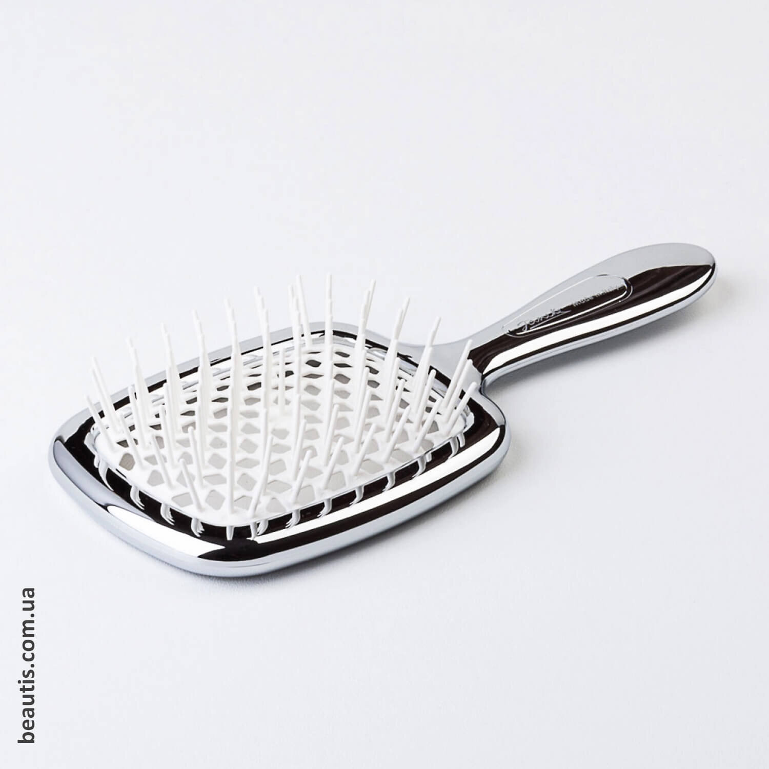 Гребінець хромований з білим Janeke Superbrush Standart Сhrome Colour