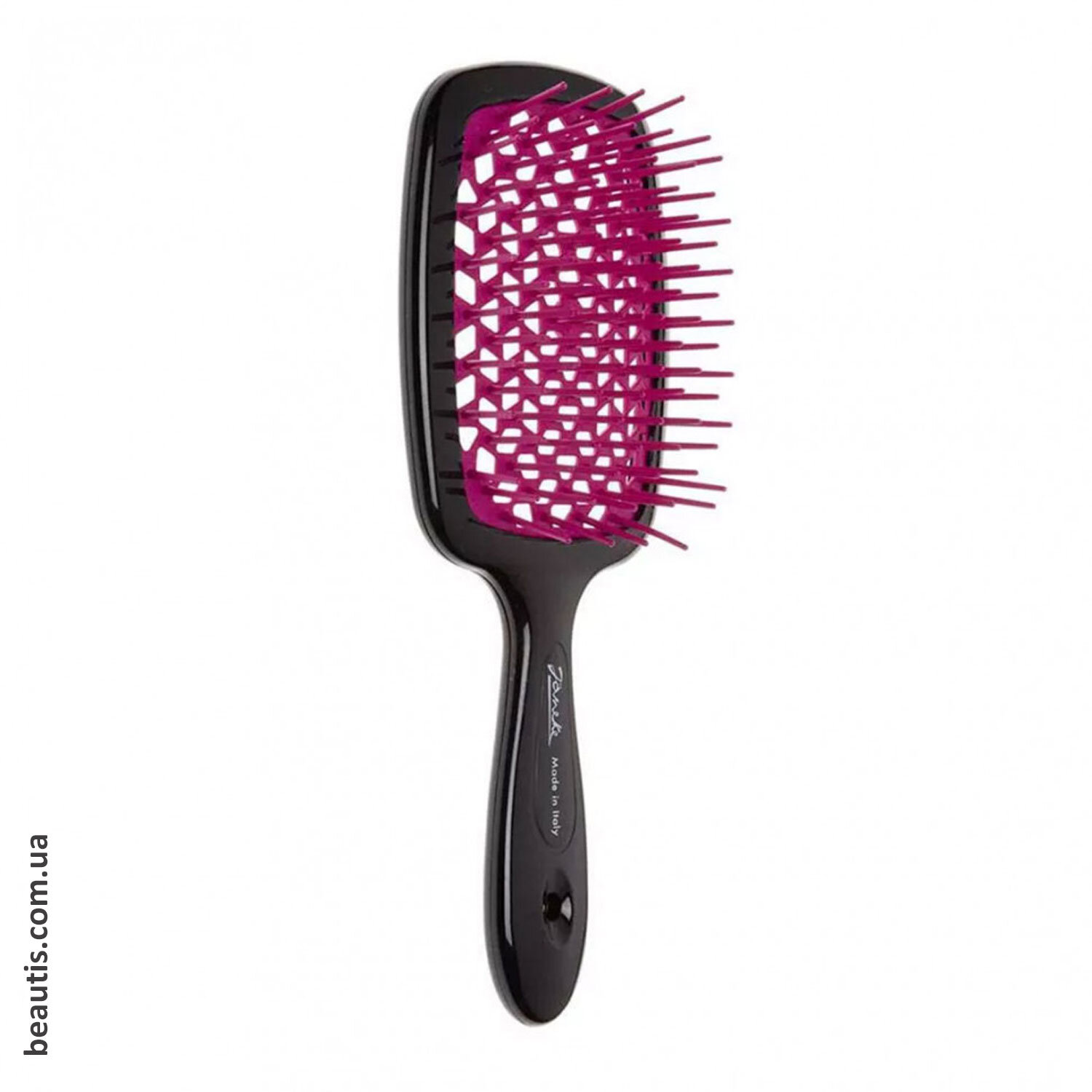 Маленький гребінець чорний з фуксією Janeke Superbrush Small Black Fuchsia 