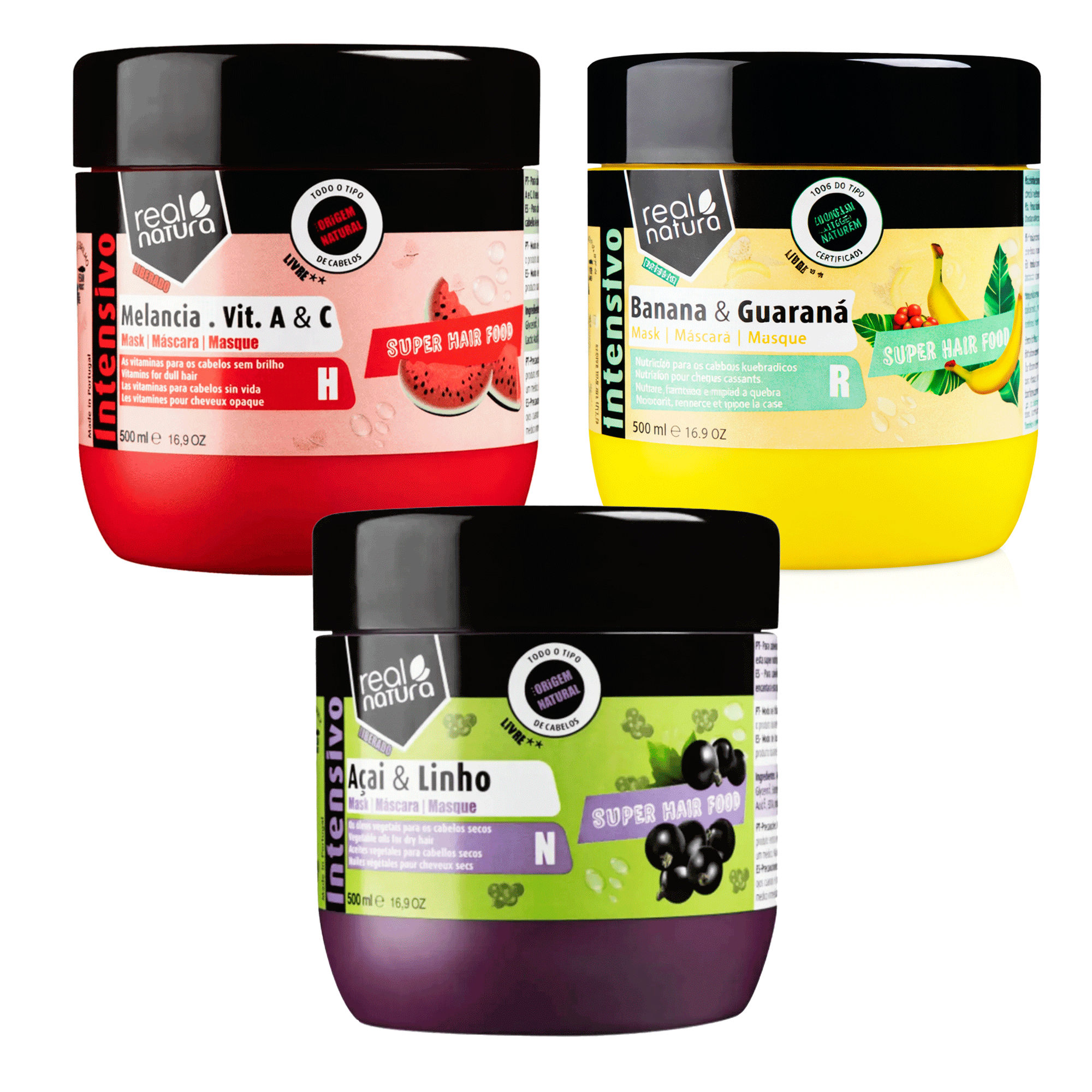 Маска для сухого та кучерявого волосся Real Natura Super Hair Food Açaí E Linho