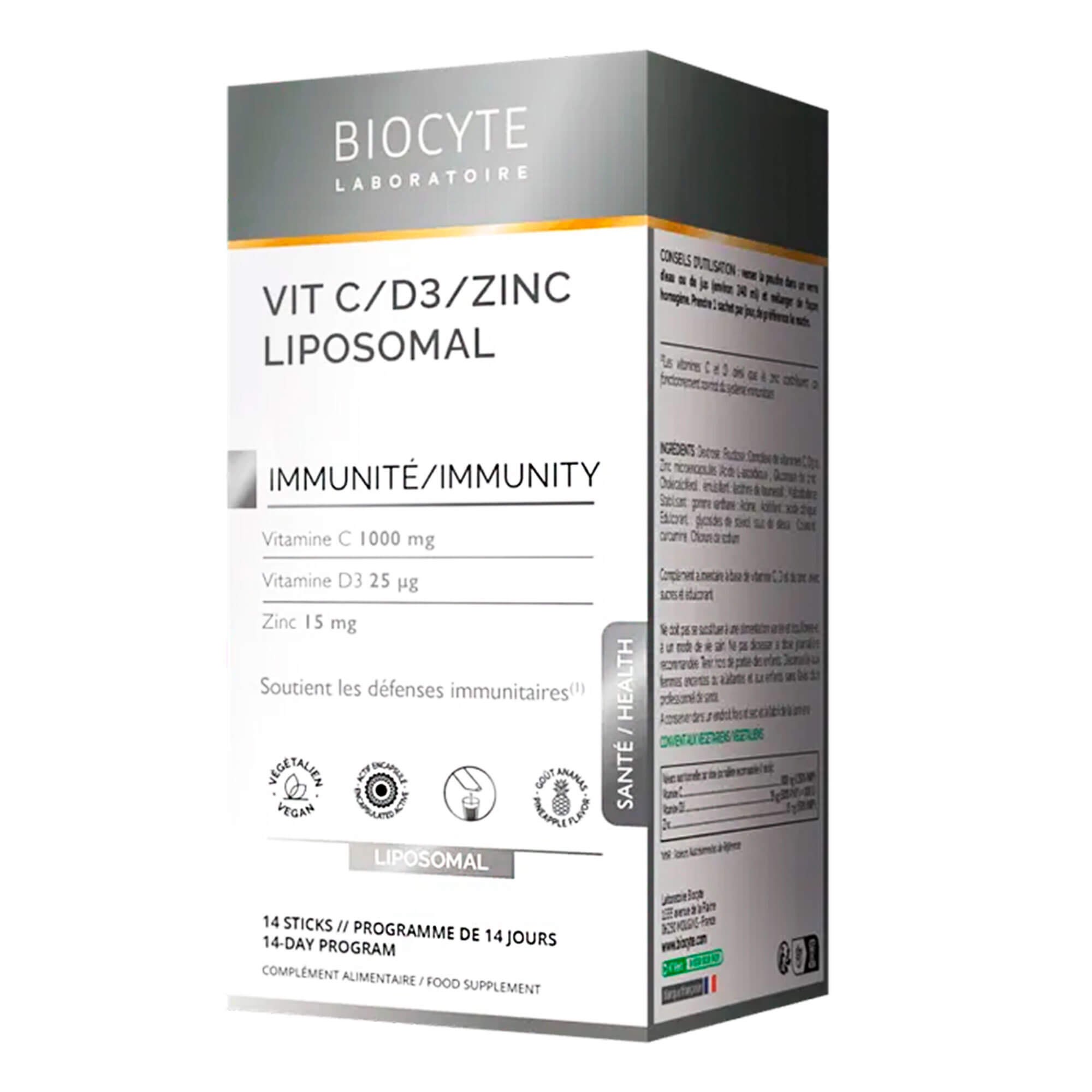 Biocyte Vitamine C-D3-Zink Liposomal - Харчова добавка для підтримки імунітету та покращення стану шкіри