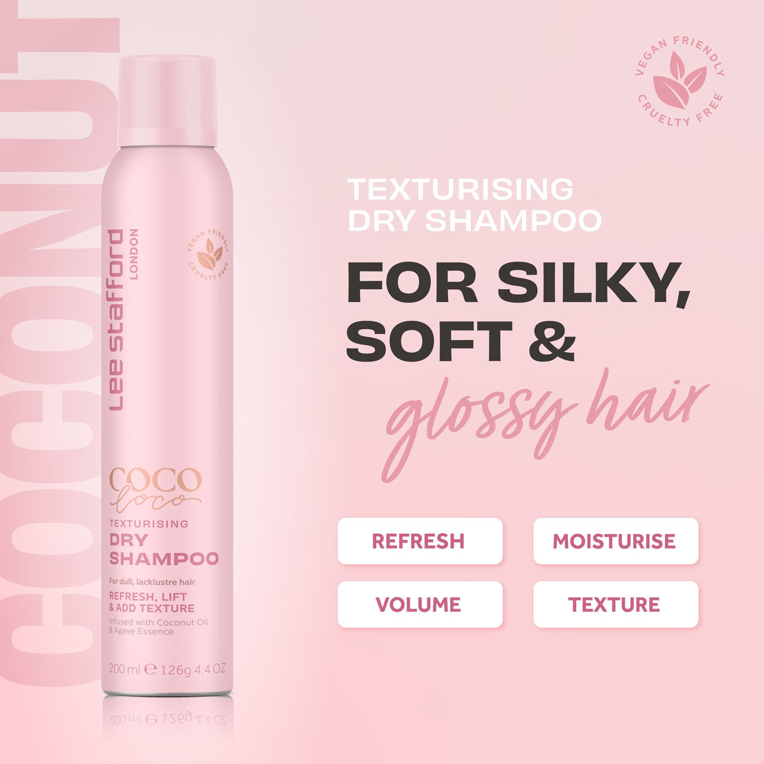 Сухий шампунь Lee Stafford Coco Loco Texturising Dry Shampoo