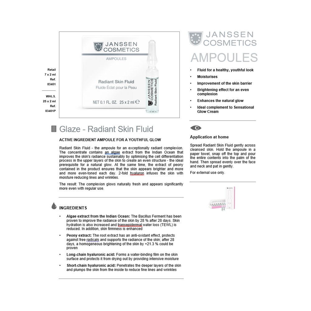 Флюїд для сяючої шкіри Janssen Cosmetics Ampoules Radiant Skin Fluid