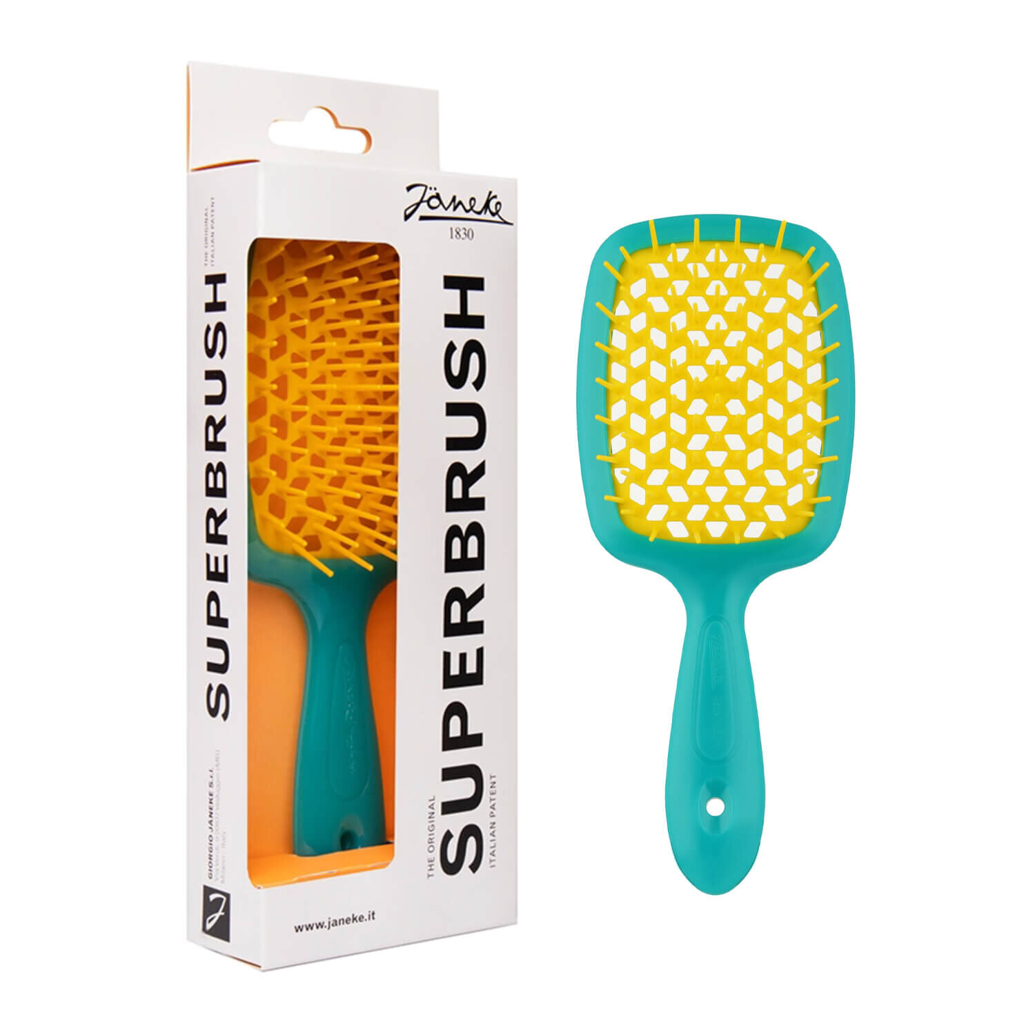 Гребінець блакитний з жовтим Janeke Superbrush Standart Blue & Yellow 